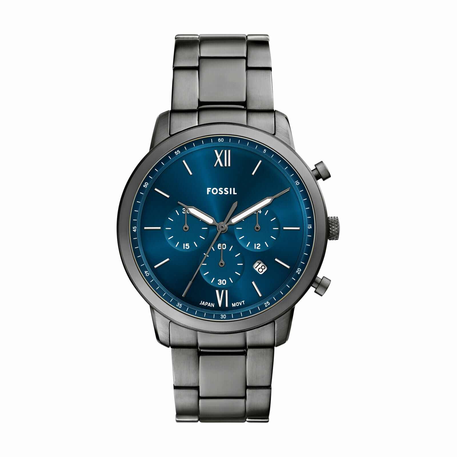 Neutra 雅仕三眼計時手錶 槍灰色不鏽鋼錶帶 44 MM FS6111