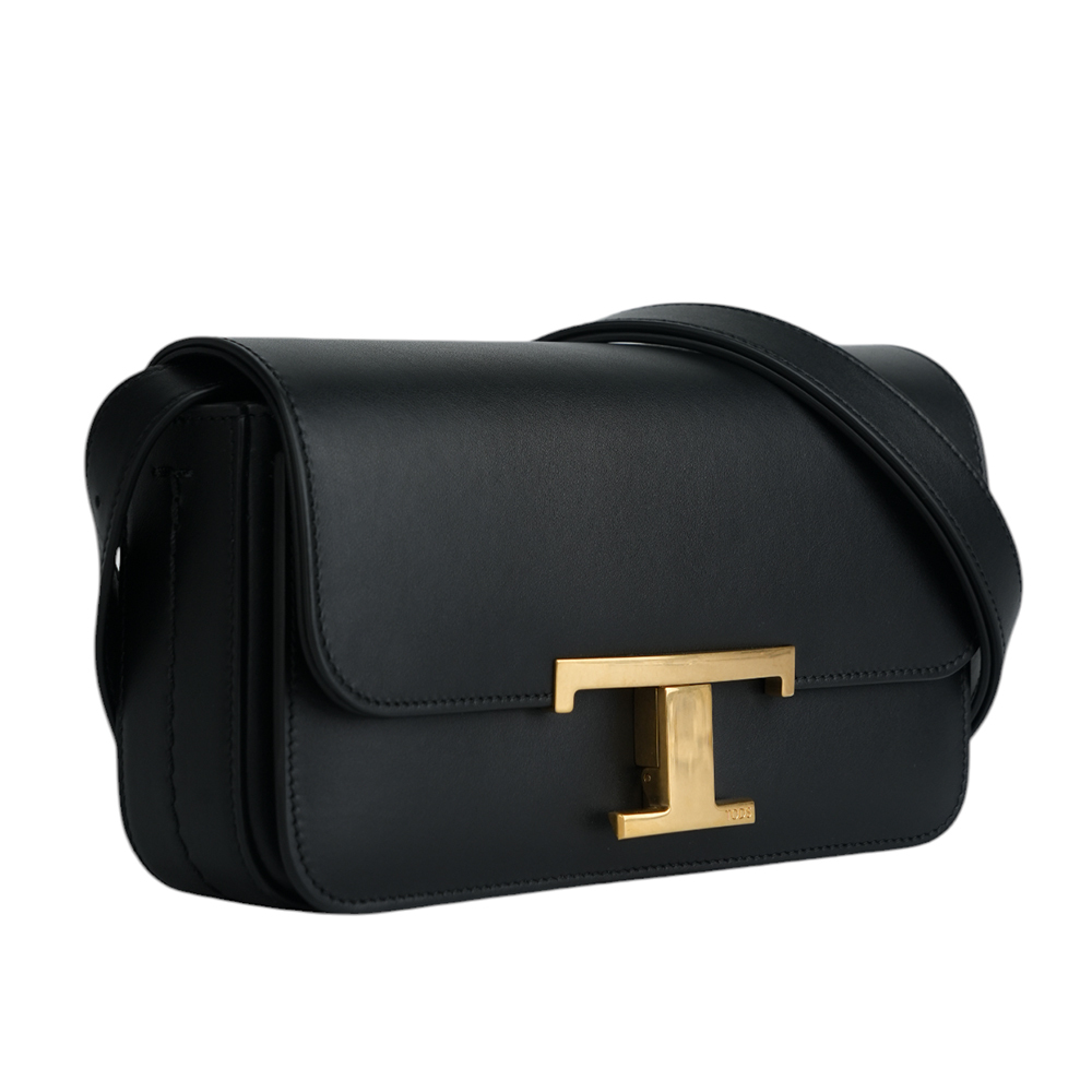 【TOD'S】T Timeless 光滑小牛皮翻蓋長型二用包(Micro)(黑色)XBWTTTC0000ROR B999