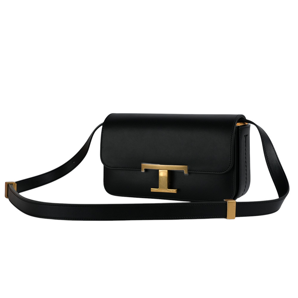 【TOD'S】T Timeless 光滑小牛皮翻蓋長型二用包(Micro)(黑色)XBWTTTC0000ROR B999