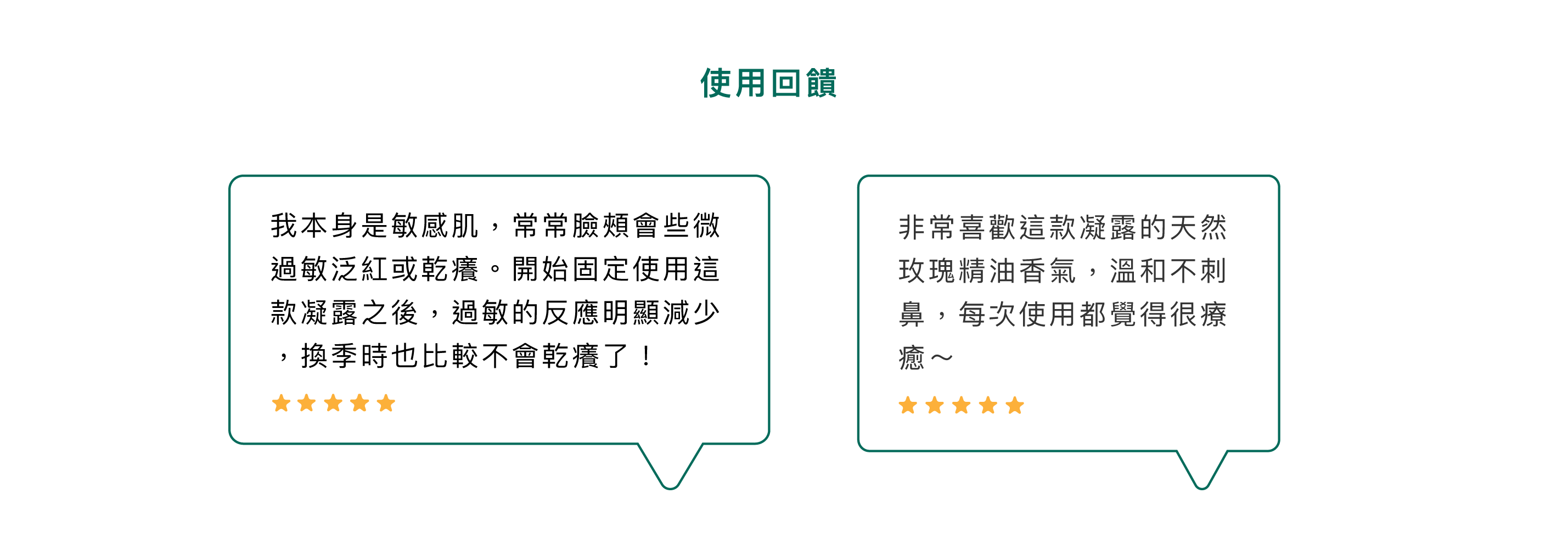 使用回饋:我本身是敏感肌，常常臉頰會些微過敏泛紅或乾癢。開始固定使用這款凝露之後，過敏的反應明顯減少，換季時也比較不會乾癢了！非常喜歡這款凝露的天然玫瑰精油香氣，溫和不刺鼻，每次使用都覺得很療癒～