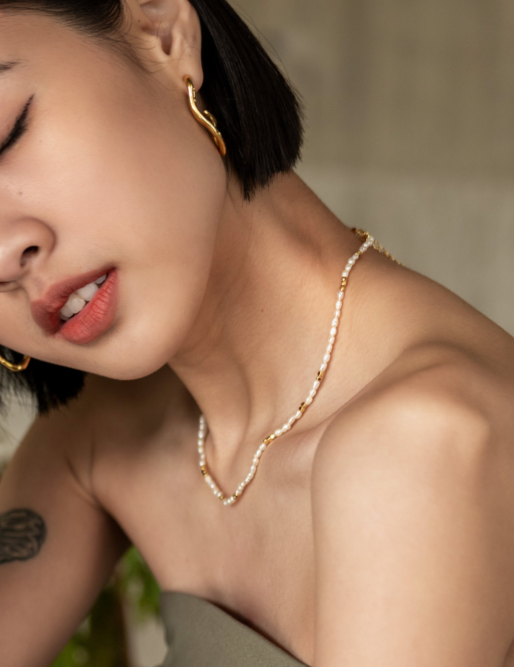 迷你小珍珠項鍊（金色）