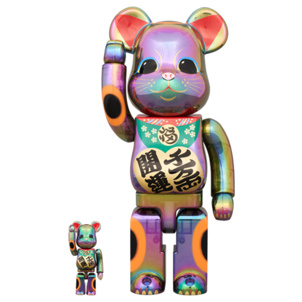 招き猫 招財貓 開運・千万両 黒透明メッキ 100％ & 400％ / 1000% BE@RBRICK
