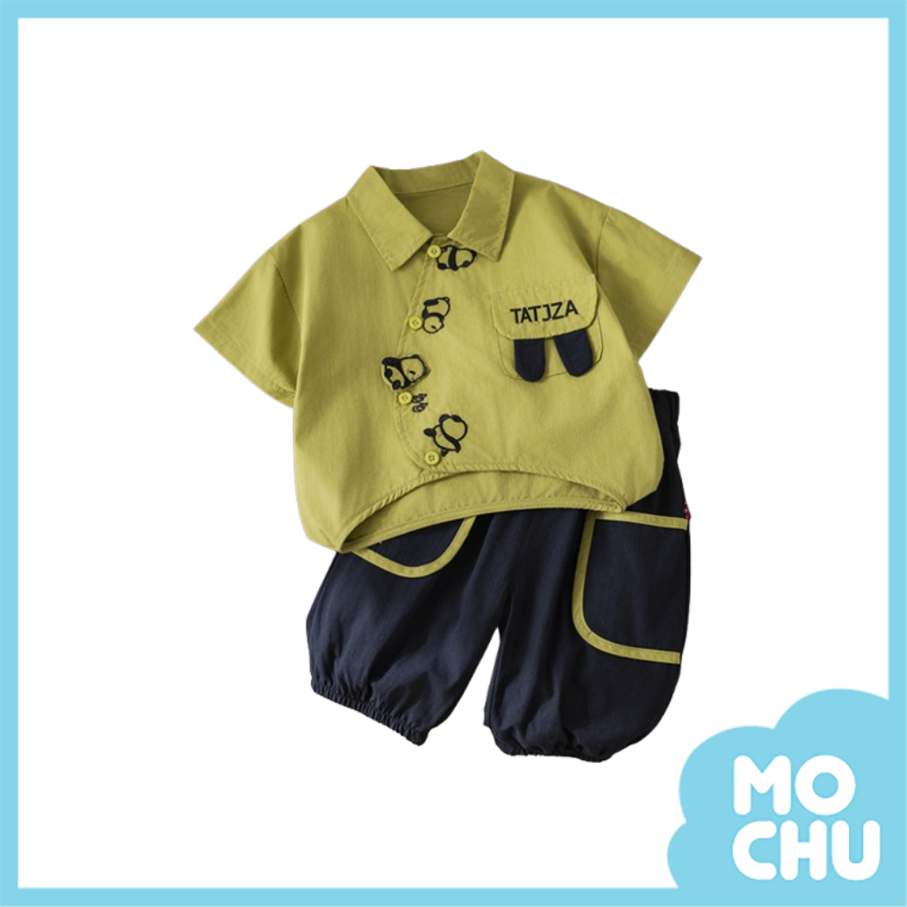 翻滾熊貓襯衫套裝(二色)