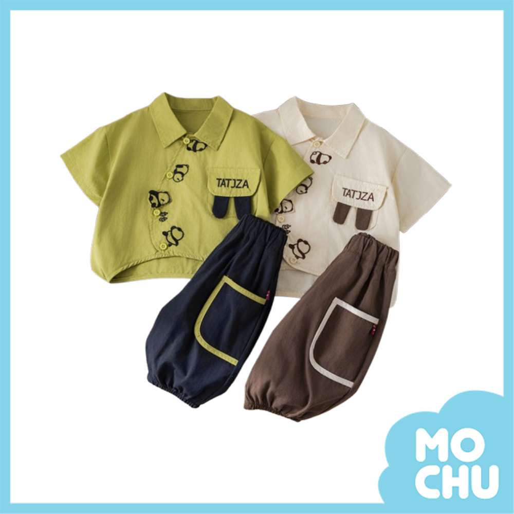 翻滾熊貓襯衫套裝(二色)