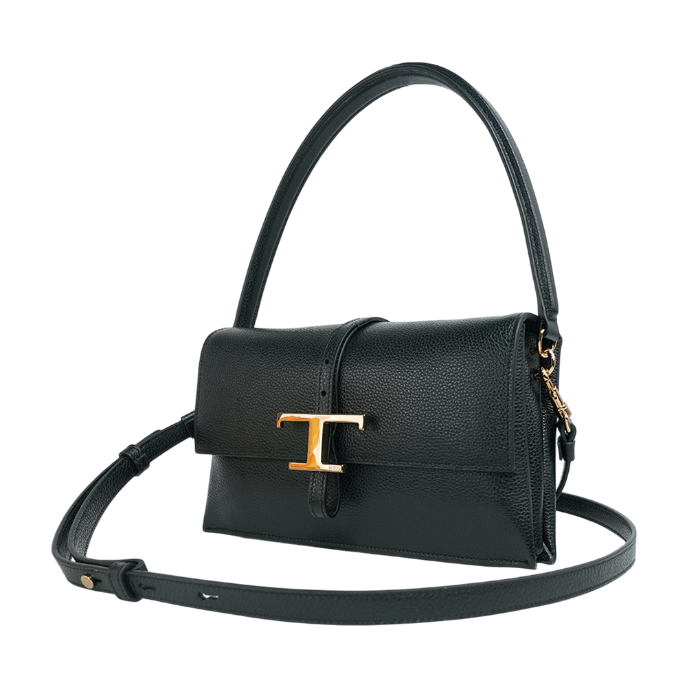 【TOD'S】T Timeless 小牛皮翻蓋三層迷你二用包(黑色)XBWTSEC0100U1Z B999