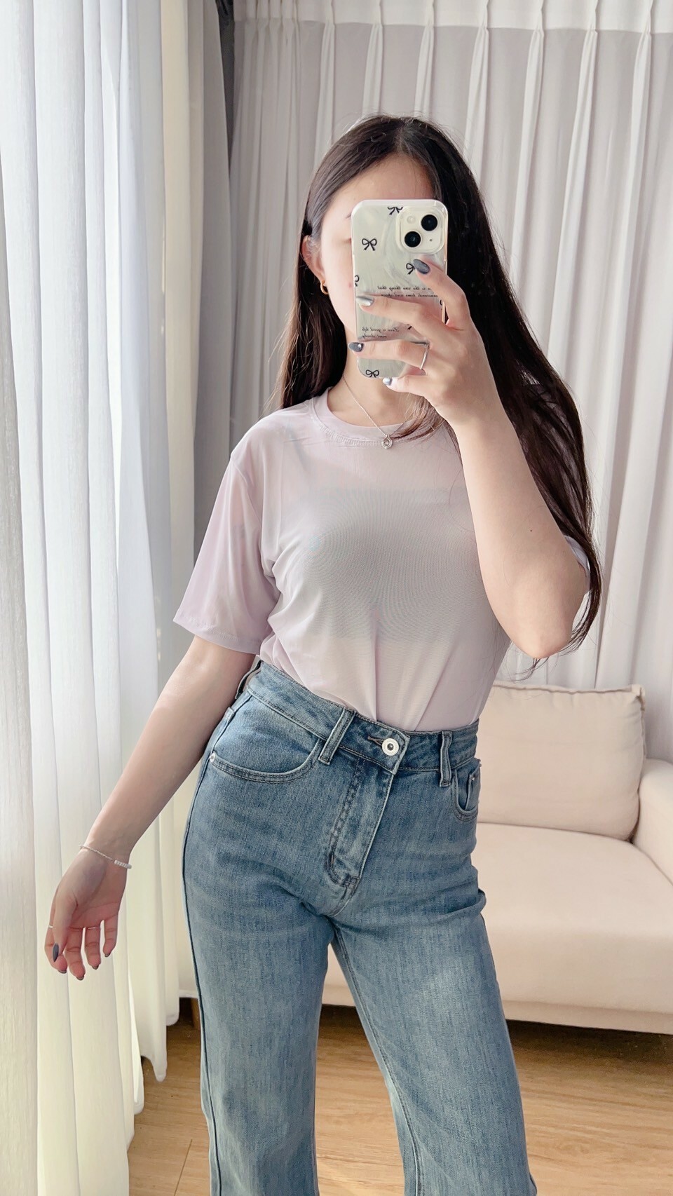 清新百搭透膚素面短袖衣