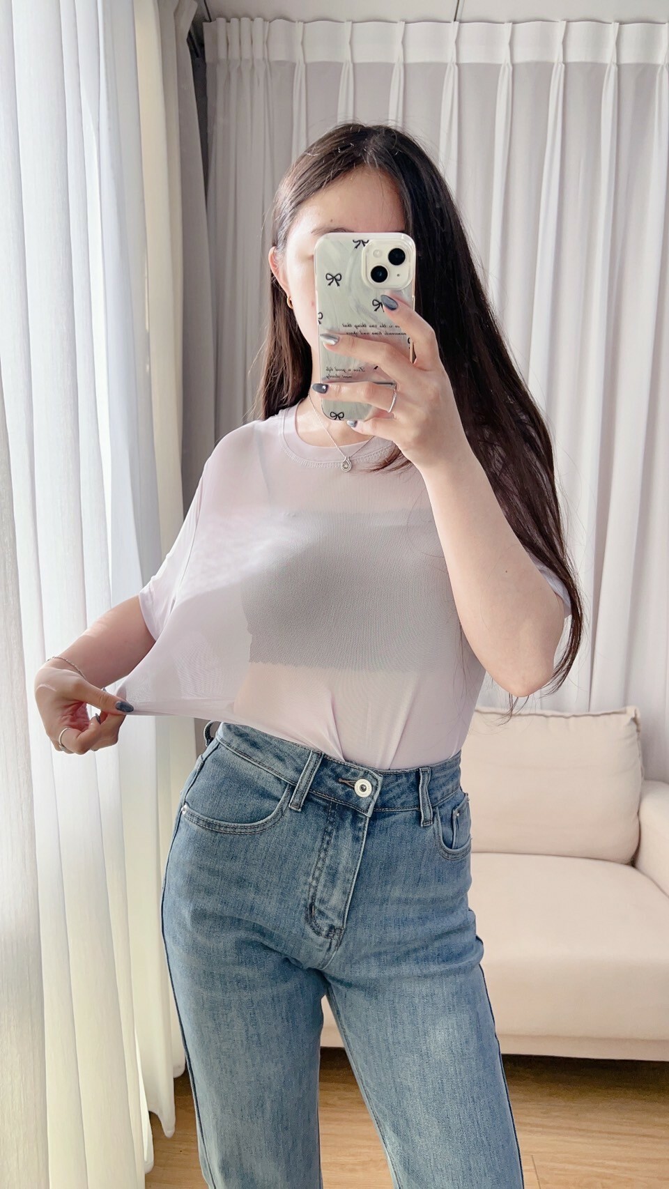 清新百搭透膚素面短袖衣