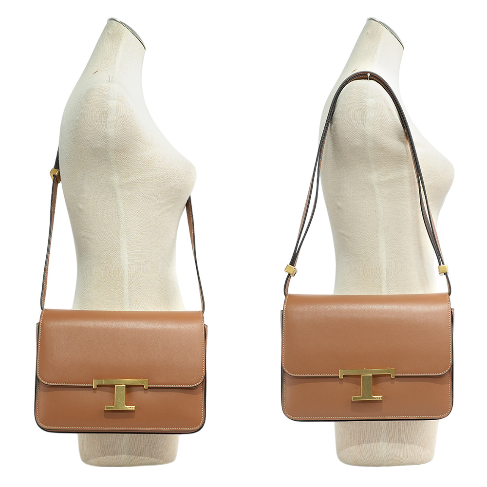 【TOD'S】T Timeless 光滑小牛皮翻蓋二用包(Mini)(棕色)XBWTTTC0100ROR S410