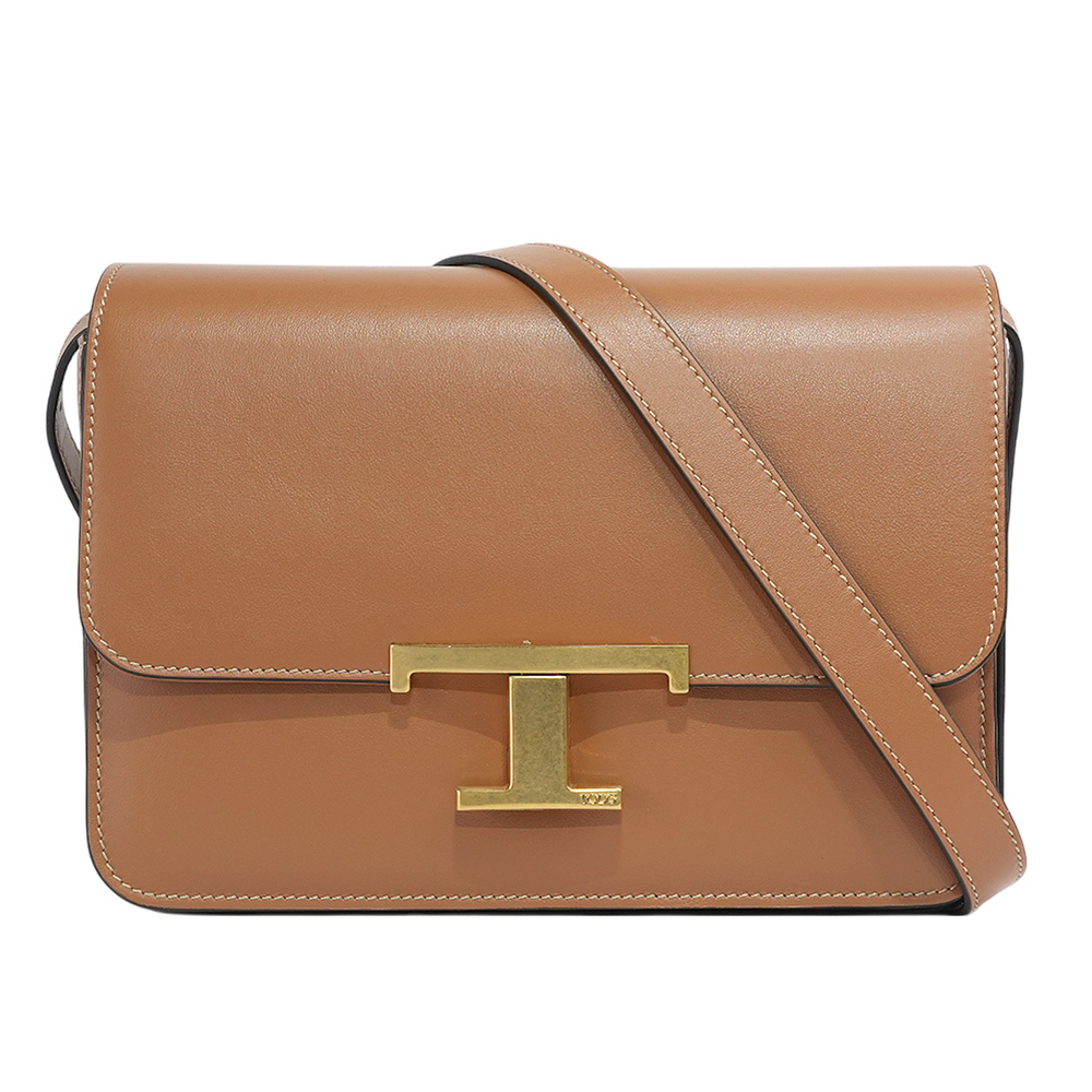 【TOD'S】T Timeless 光滑小牛皮翻蓋二用包(Mini)(棕色)XBWTTTC0100ROR S410