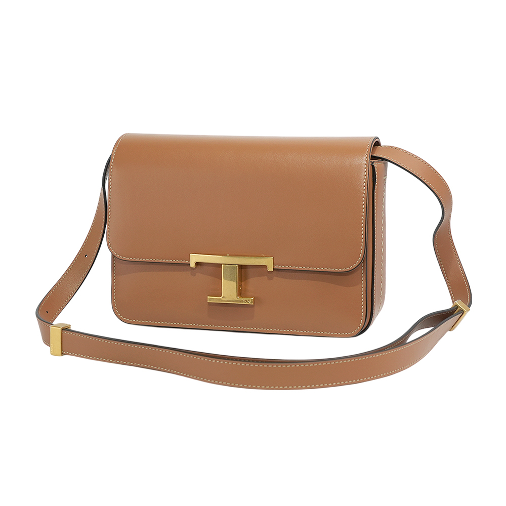 【TOD'S】T Timeless 光滑小牛皮翻蓋二用包(Mini)(棕色)XBWTTTC0100ROR S410