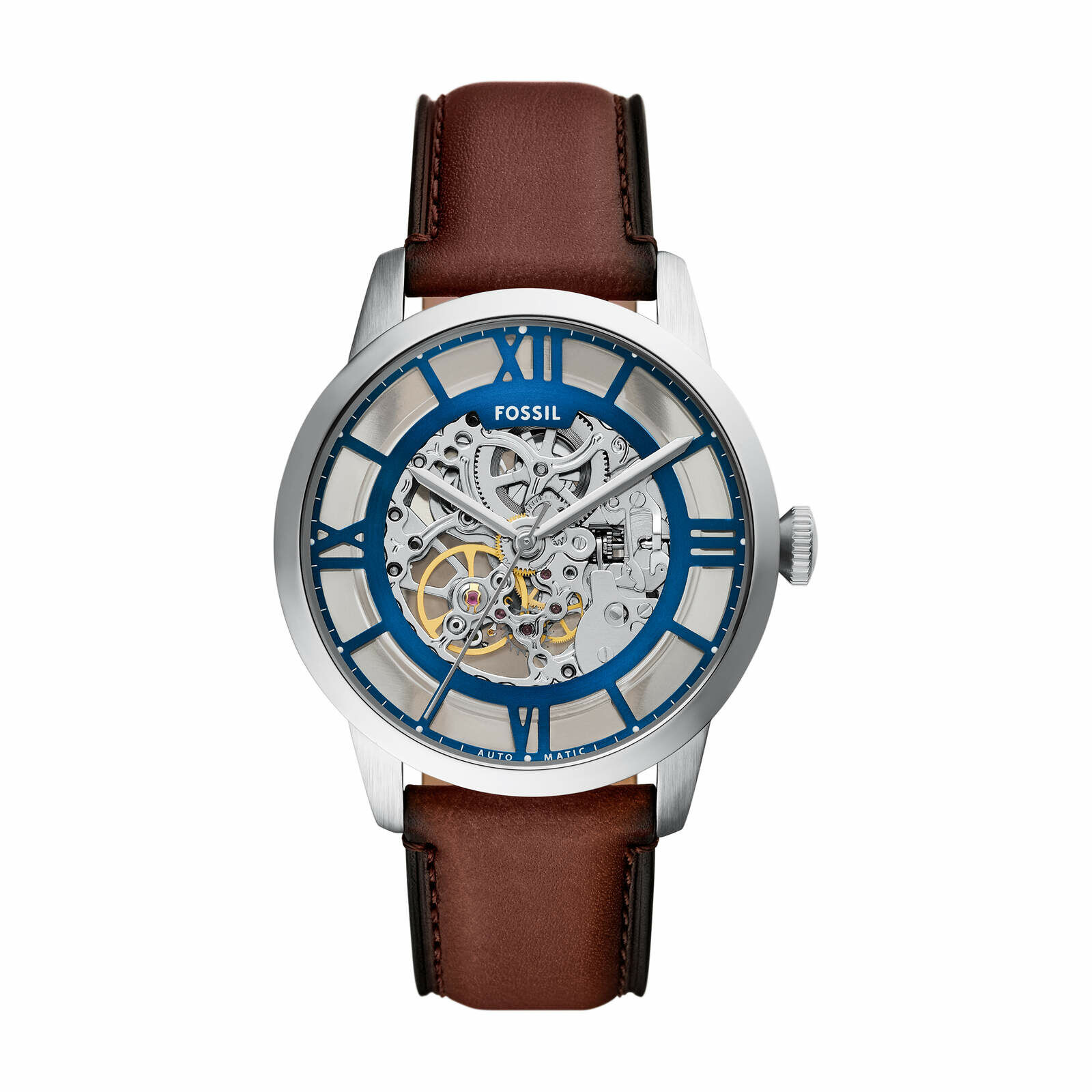 Townsman 摩登都會機械手錶 棕色真皮錶帶 44 MM ME3267