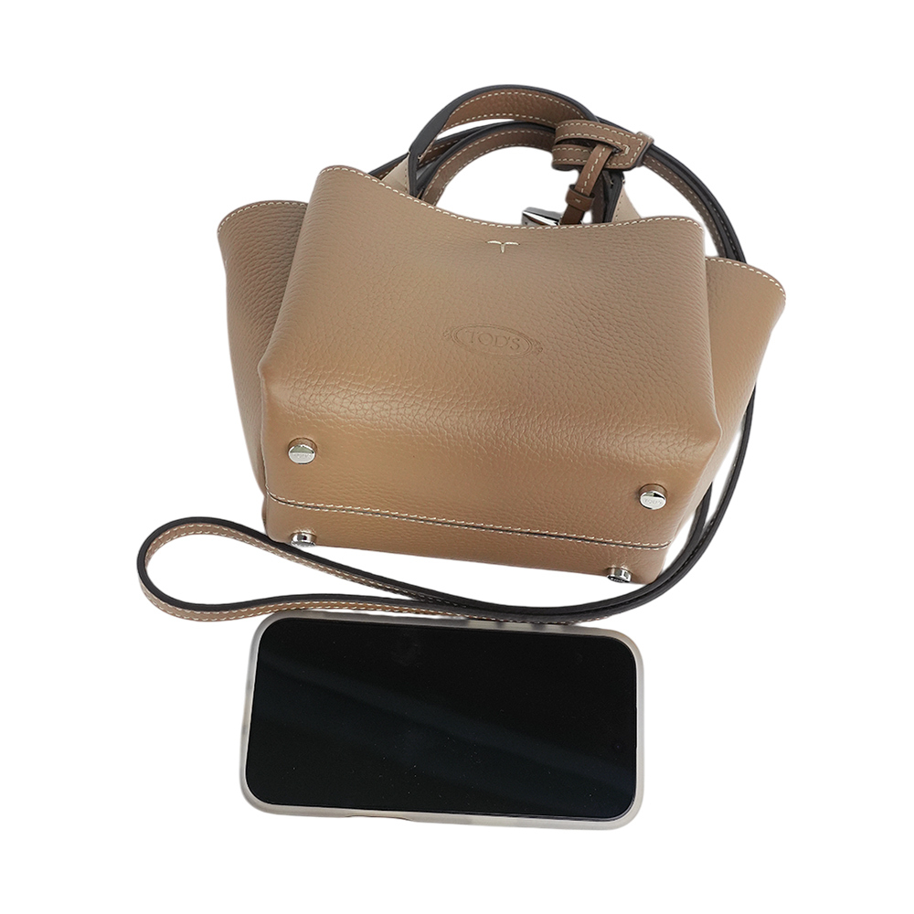 【TOD'S】Apa 小牛皮三層手提/斜背二用包(Micro)(鴿子灰)XBWAPAFL000QRI 2L64