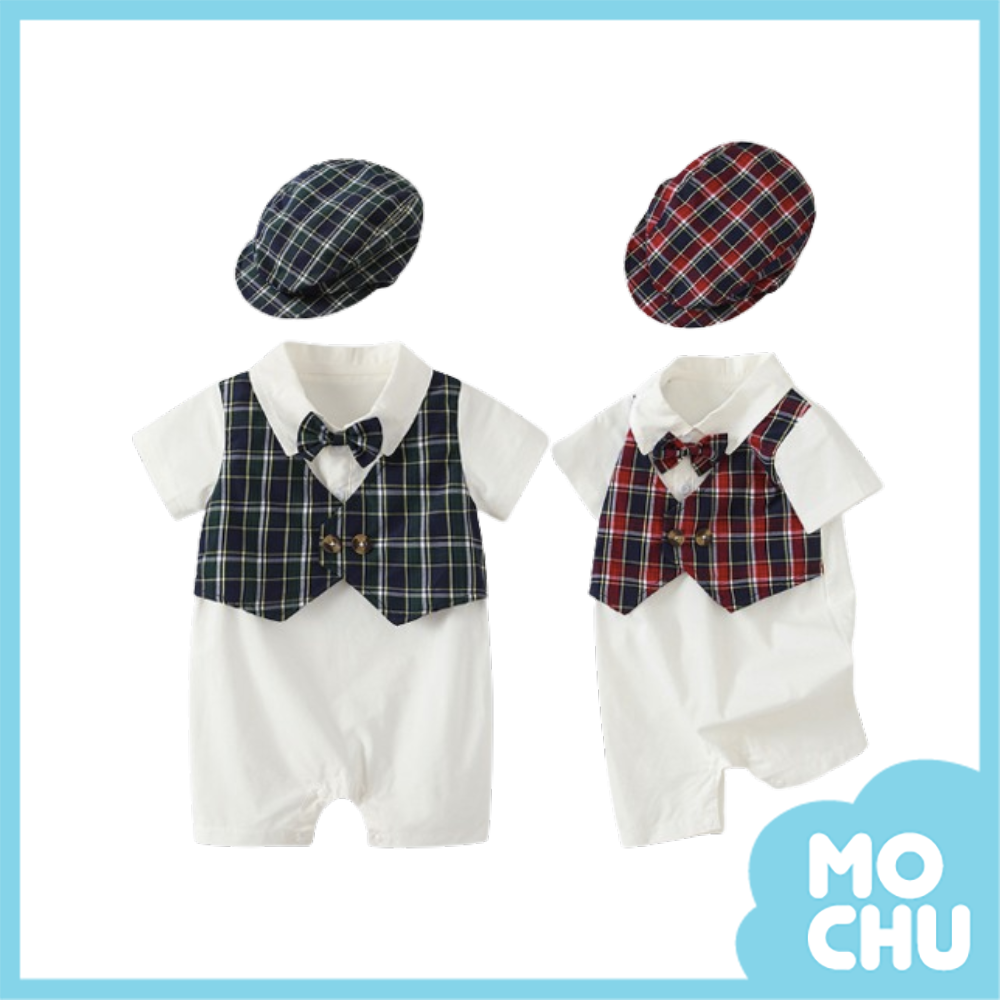 英倫假兩件短袖連身衣(二色)