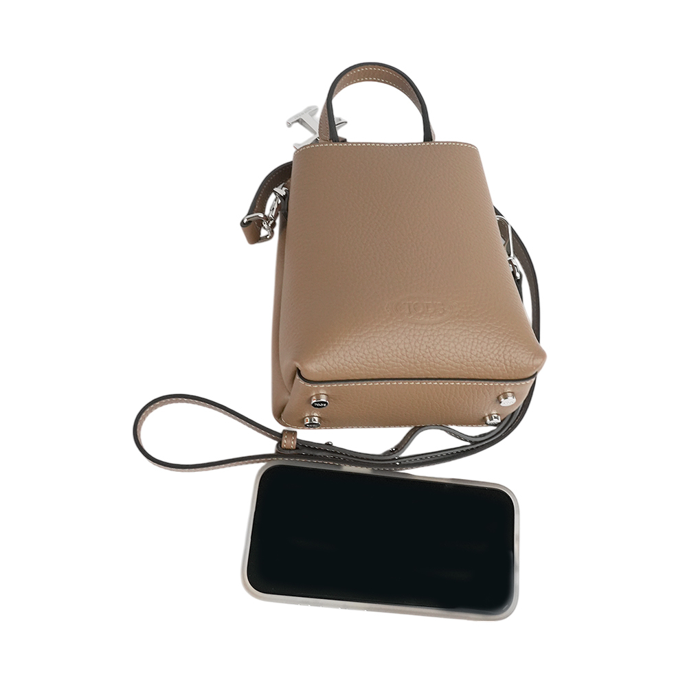 【TOD'S】T Logo 超小號手提/斜背二用皮革手機包(鴿子灰)XBWAPAT9000QRI 2L64