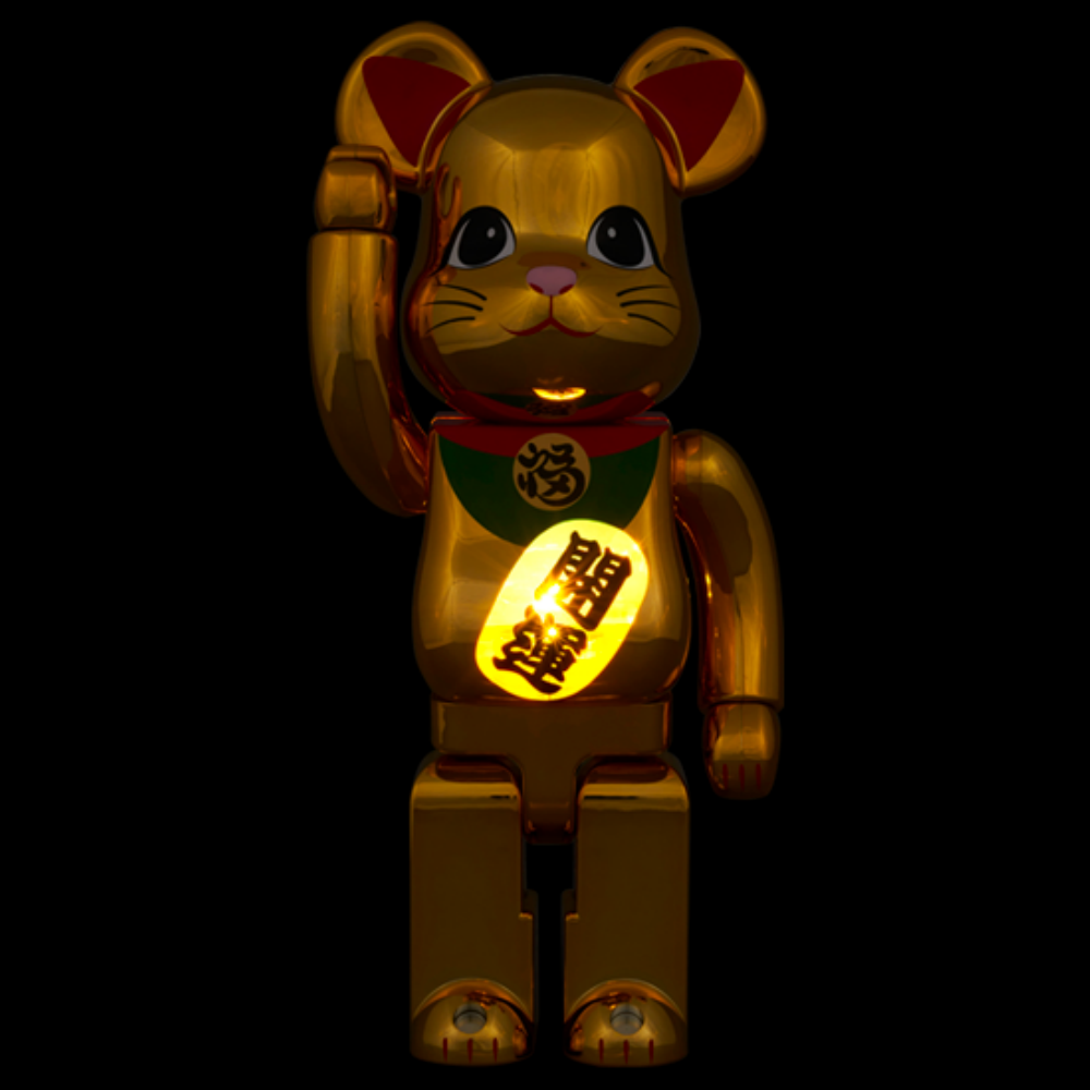 招財貓 招き猫 開運 金メッキ 発光 400% / 1000% Be@rBrick