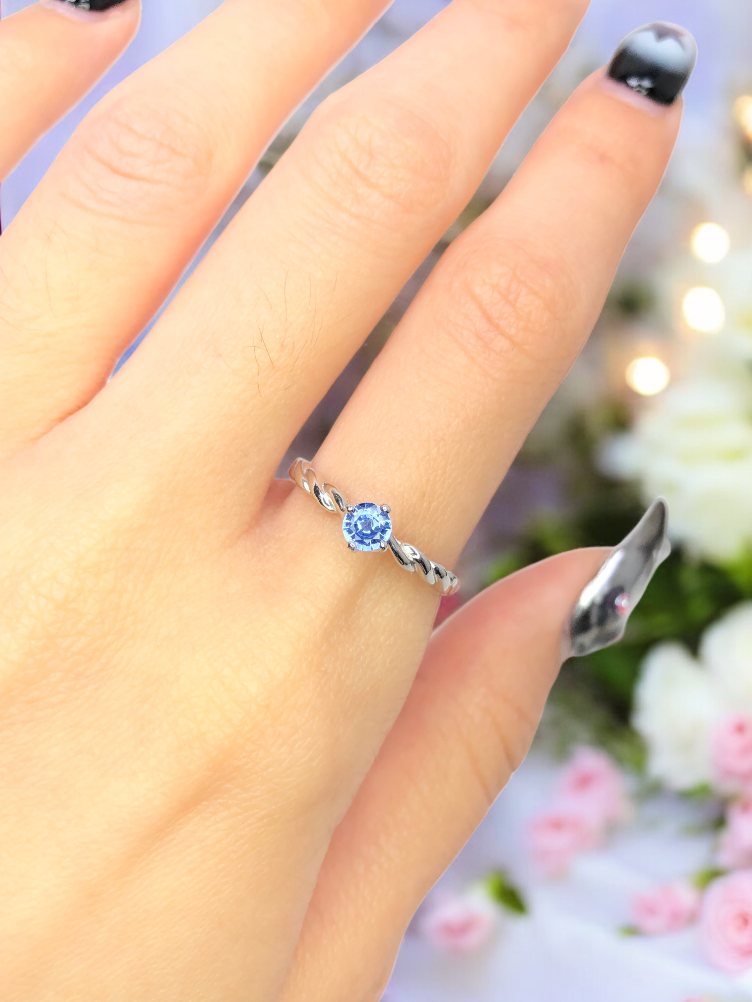 925銀 戒圍12【藍色剛玉0.27克拉】