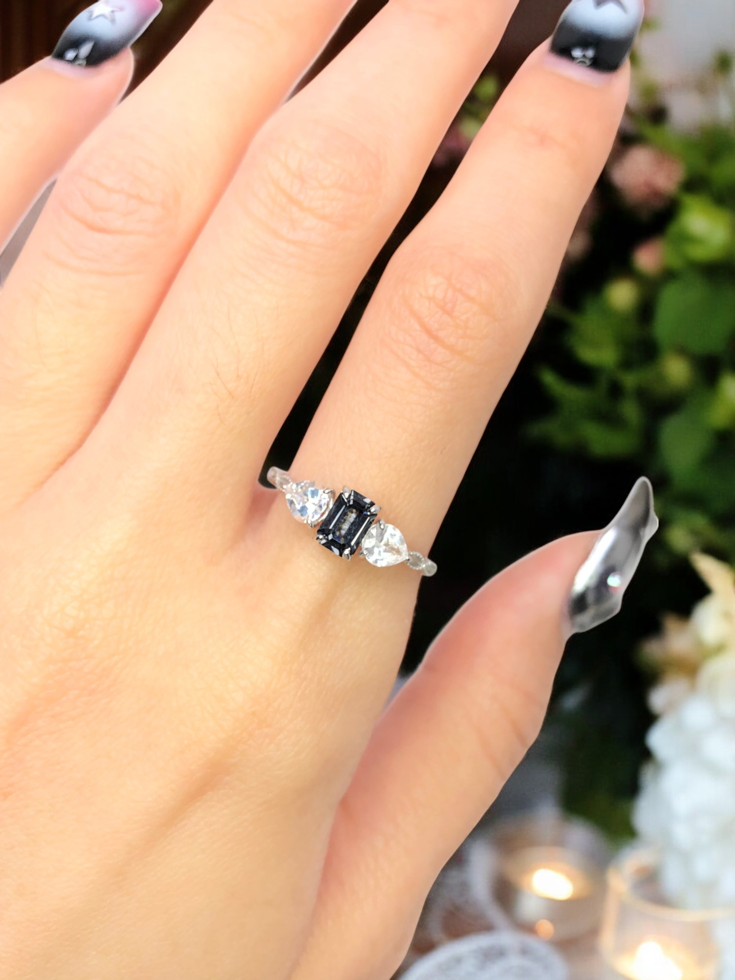 925銀 戒圍12【尖晶石0.56克拉 白色剛玉0.72ct】