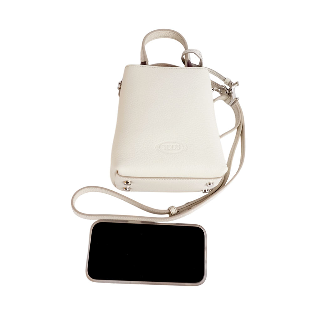 【TOD'S】T Logo 超小號手提/斜背二用皮革手機包(白色)XBWAPAT9000QRI 9P09