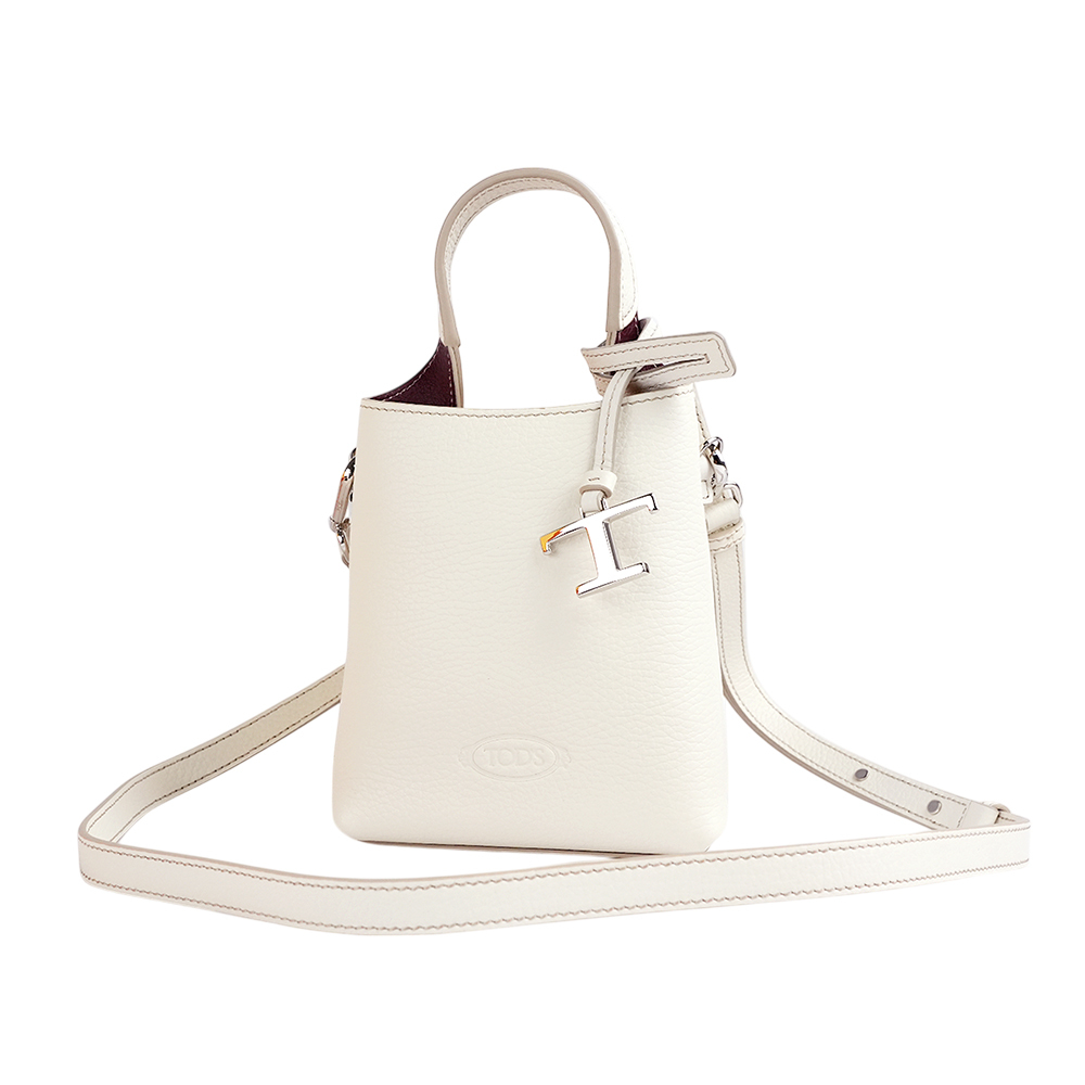 【TOD'S】T Logo 超小號手提/斜背二用皮革手機包(白色)XBWAPAT9000QRI 9P09