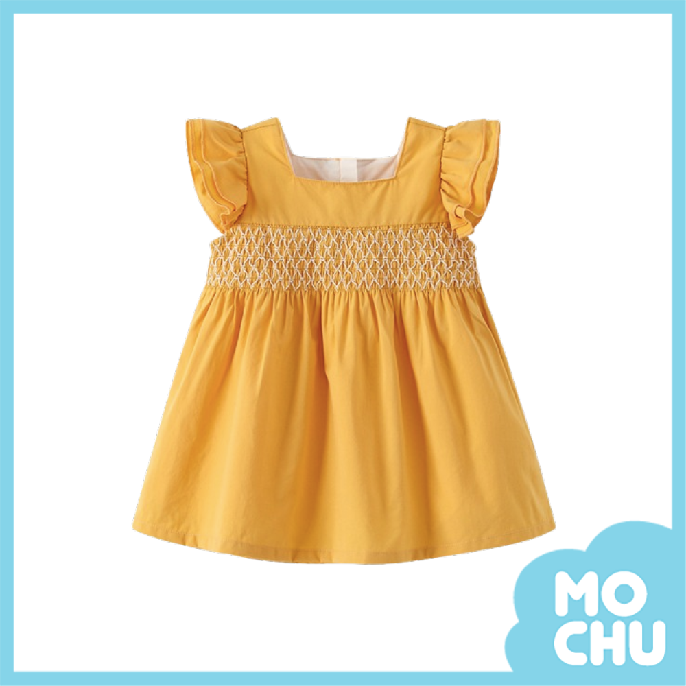 網格方領飛袖連身裙