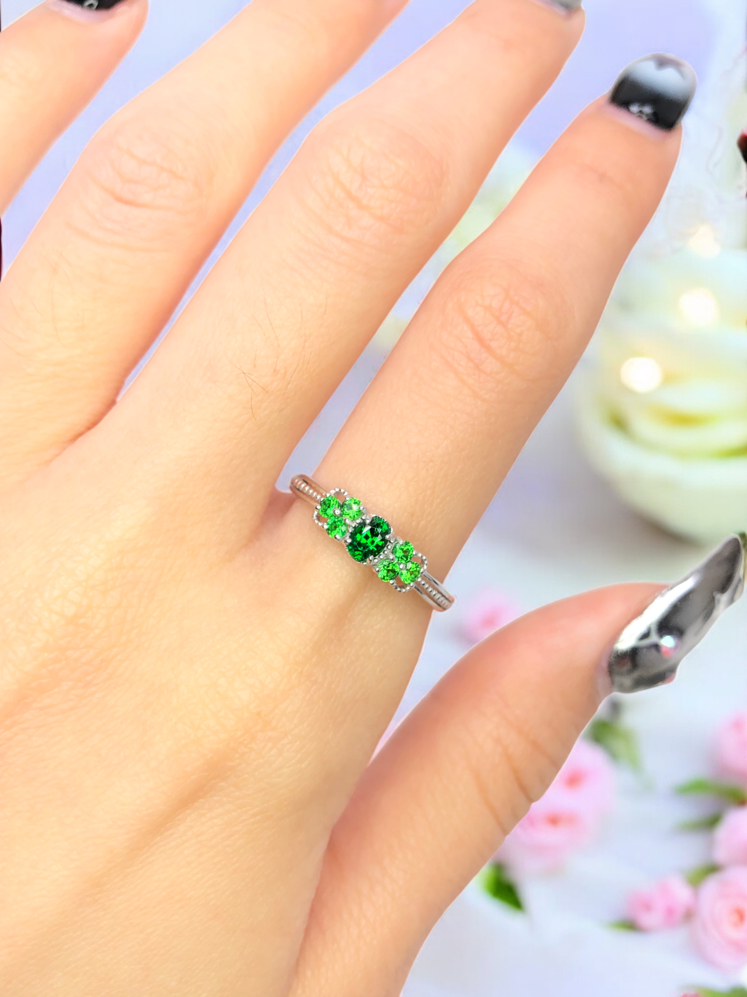 925銀 戒圍12【沙佛萊0.25克拉 沙佛萊0.20ct】