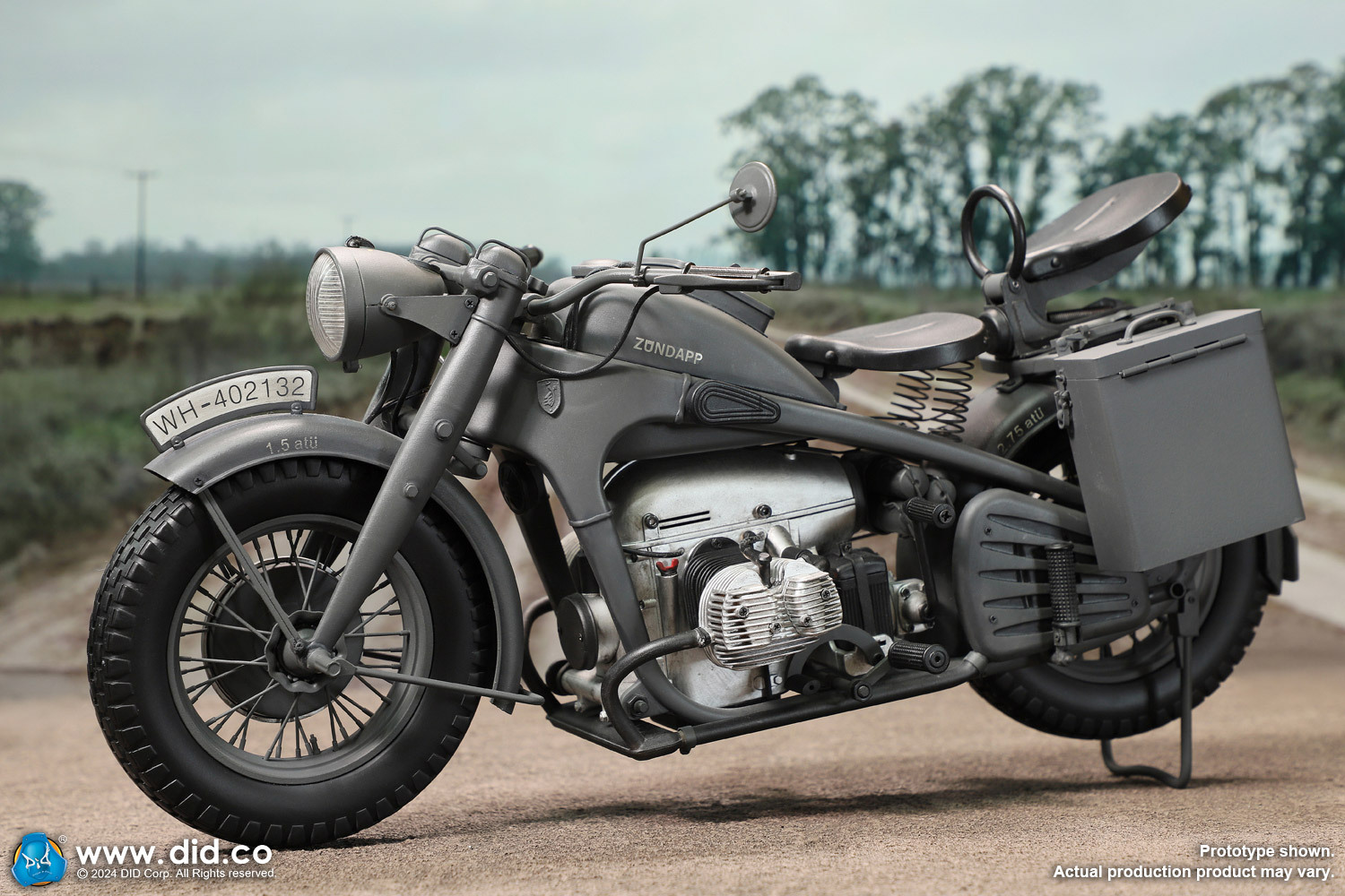 [訂金] DID  E60075G - 1/6 WWII German Zündapp KS 750 Motorcycle with sidecar (Grey)