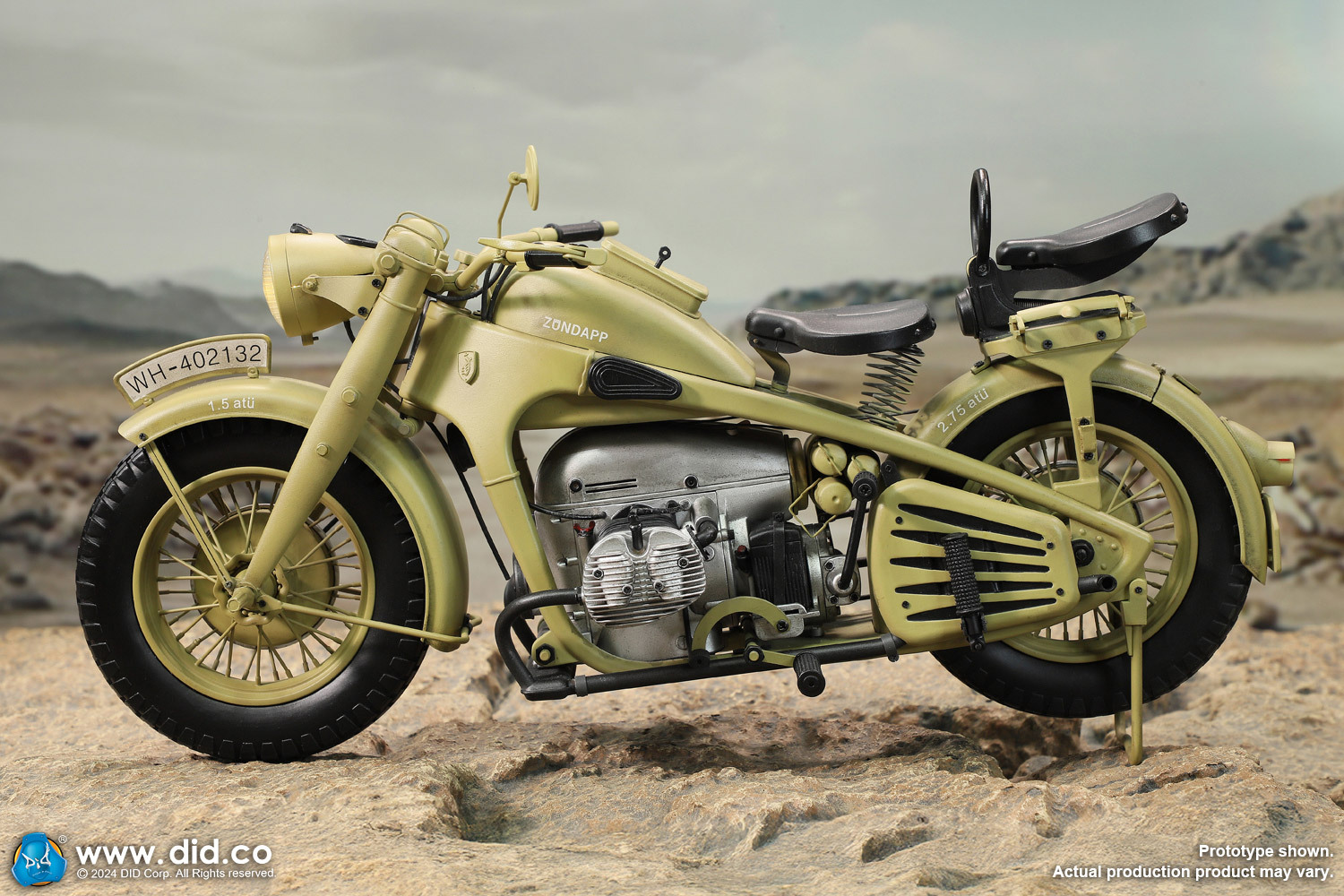 [訂金] DID  E60075Y - 1/6 WWII German Zündapp KS 750 Motorcycle with sidecar (Sand)
