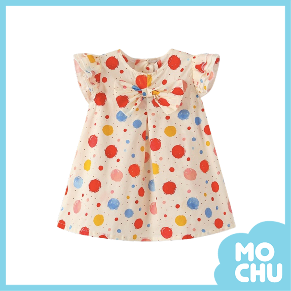 彩點點蝴蝶結連身裙