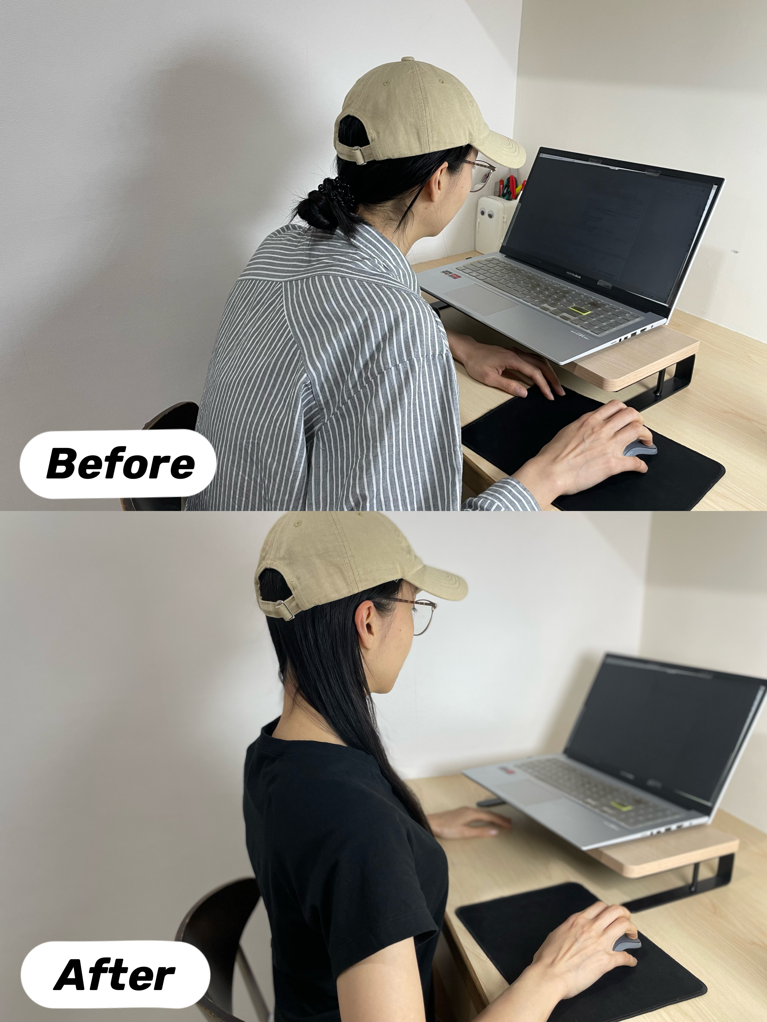 久坐可透過美姿坐墊保持骨盆位置，以及搭配穿著拉拉衫提醒回到正確姿勢、改善久坐駝背問題｜久坐族如何預防駝背？七個最有效的姿勢矯正技巧