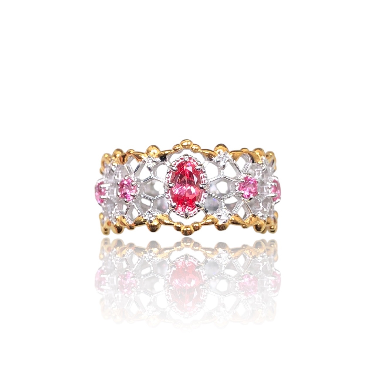 925銀 戒圍13【馬亨蓋尖晶石0.24克拉 馬亨蓋尖晶石0.23ct 鑽石共4分】