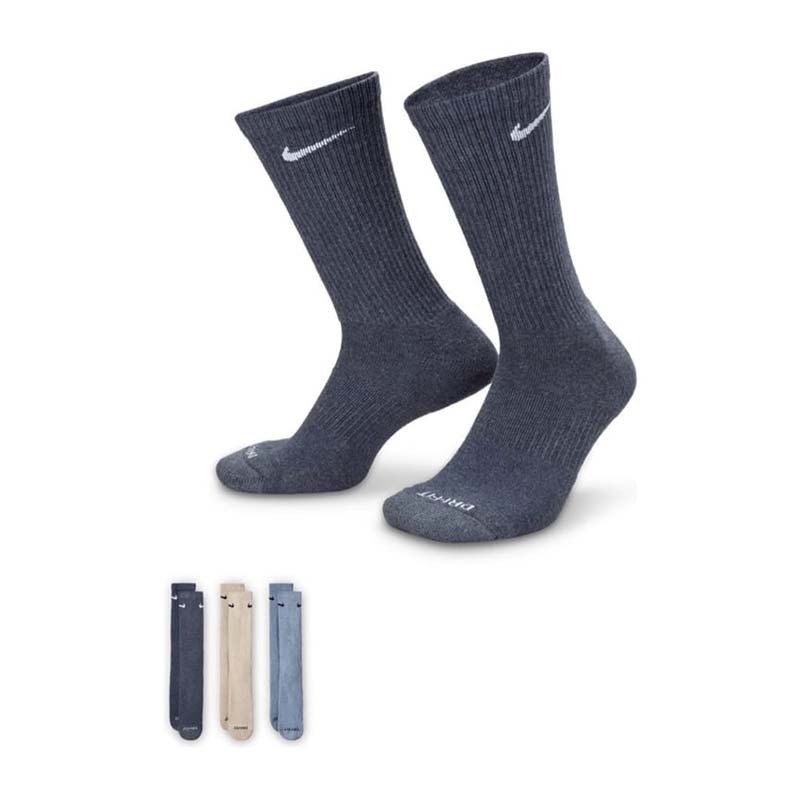 NIKE EVERYDAY PLUS 三雙一組 中筒襪 襪子 灰色 米白 灰藍 男女款 SX6888-901 [台灣現貨]
