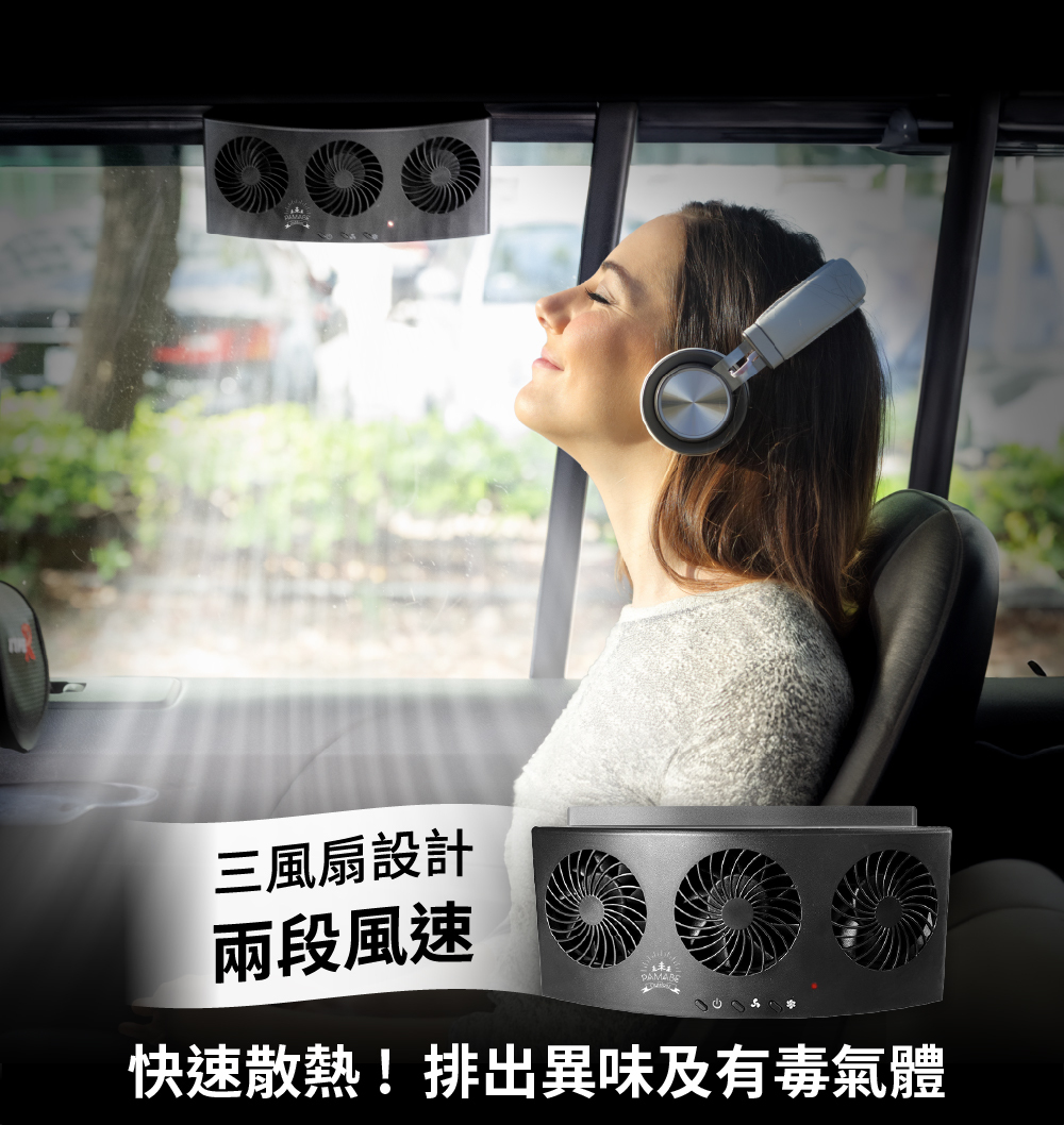 三向風扇兩段風速,快速散熱,排出異味與有毒氣體,車泊安心睡。