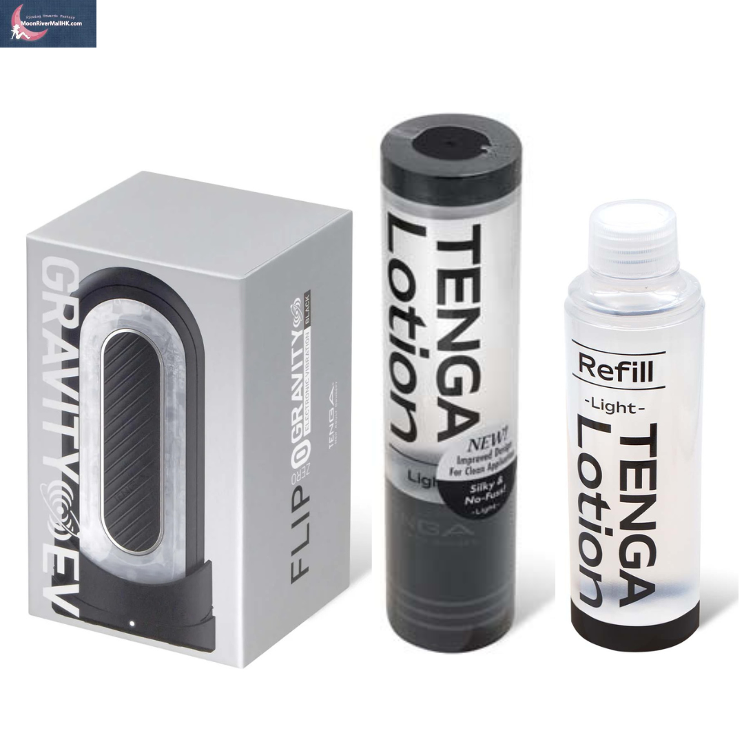 TENGA FLIP 0 (ZERO) GRAVITY ELECTRONIC VIBRATION BLACK & Lotion x 2