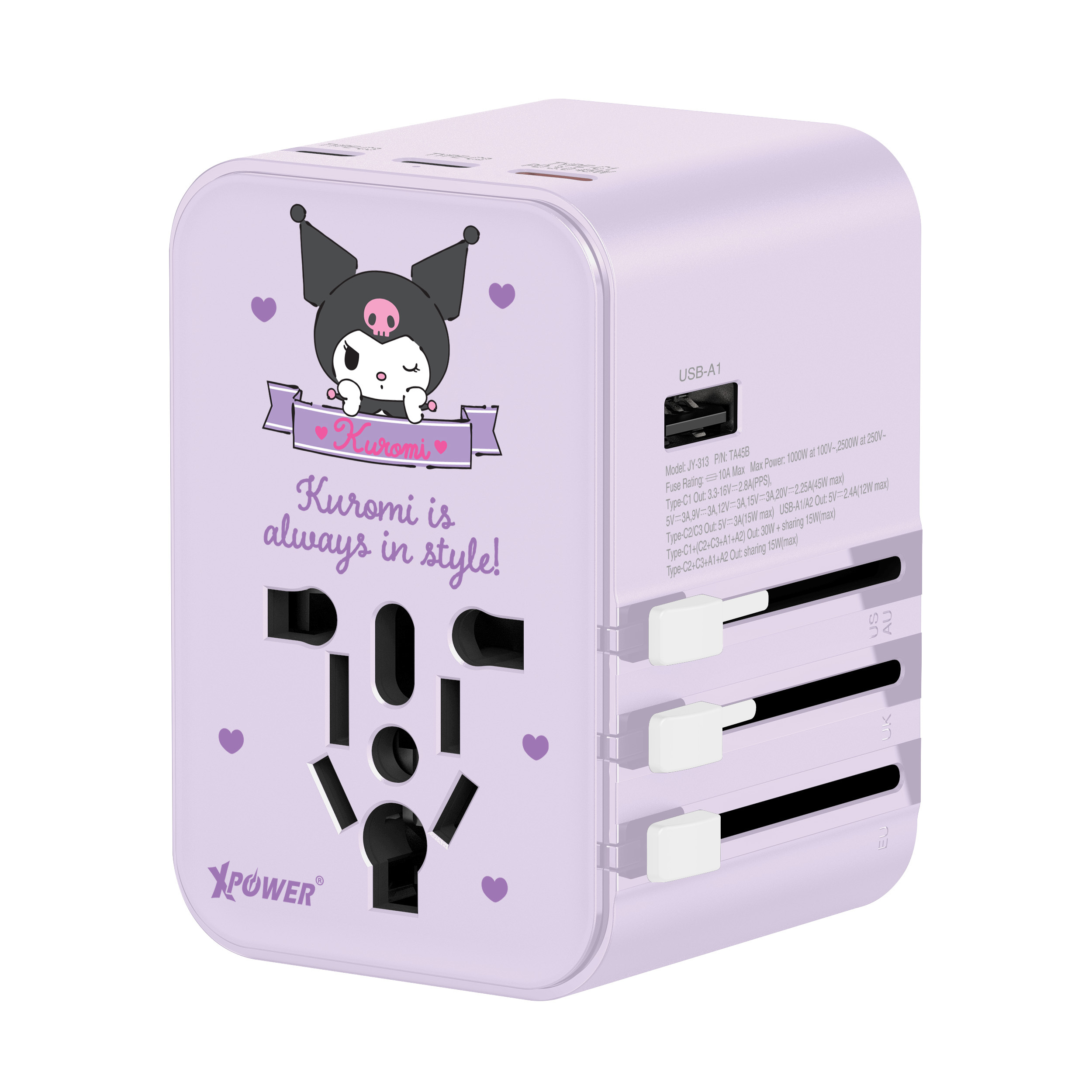 KUROMIRION·͜·ᰔᩚです¨̮ )/ XPower x Sanrio Kuromi TA45B 45W 6輸出PD3.0/PPS旅行充電器