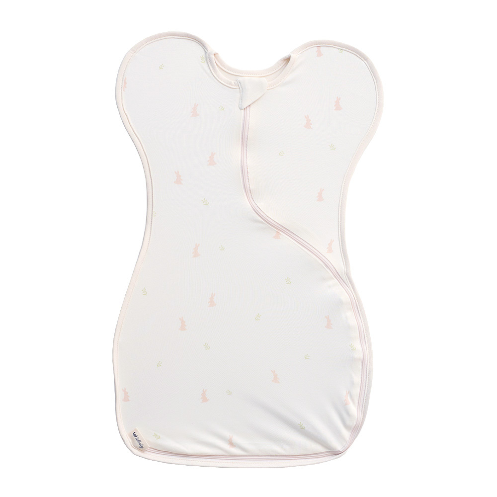 lolbaby 韓國 蝶型包巾baby swaddle 3-7m免脫換尿布-M號｜竹纖衣款｜哈囉兔兔