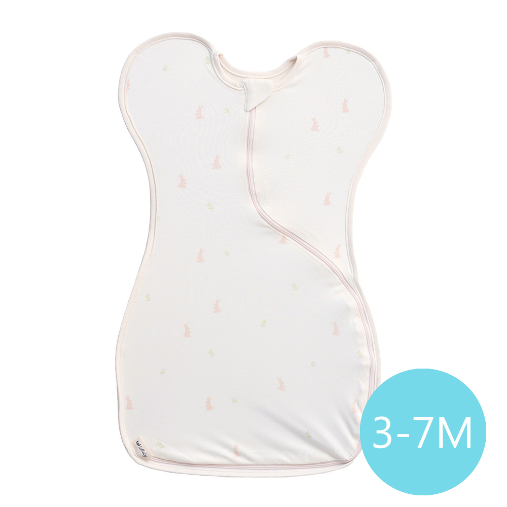 lolbaby 韓國 蝶型包巾baby swaddle 3-7m免脫換尿布-M號｜竹纖衣款｜哈囉兔兔