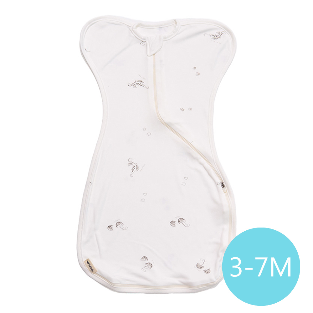 lolbaby 韓國 蝶型包巾baby swaddle 3-7m免脫換尿布-M號｜竹纖衣款｜飛天恐龍