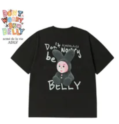 [S] ADLV RABBIT BELLY SHORT SLEEVE T-SHIRT,BLACK, 24FW-TP-SS-CO-RAB-BLK (SAV412)