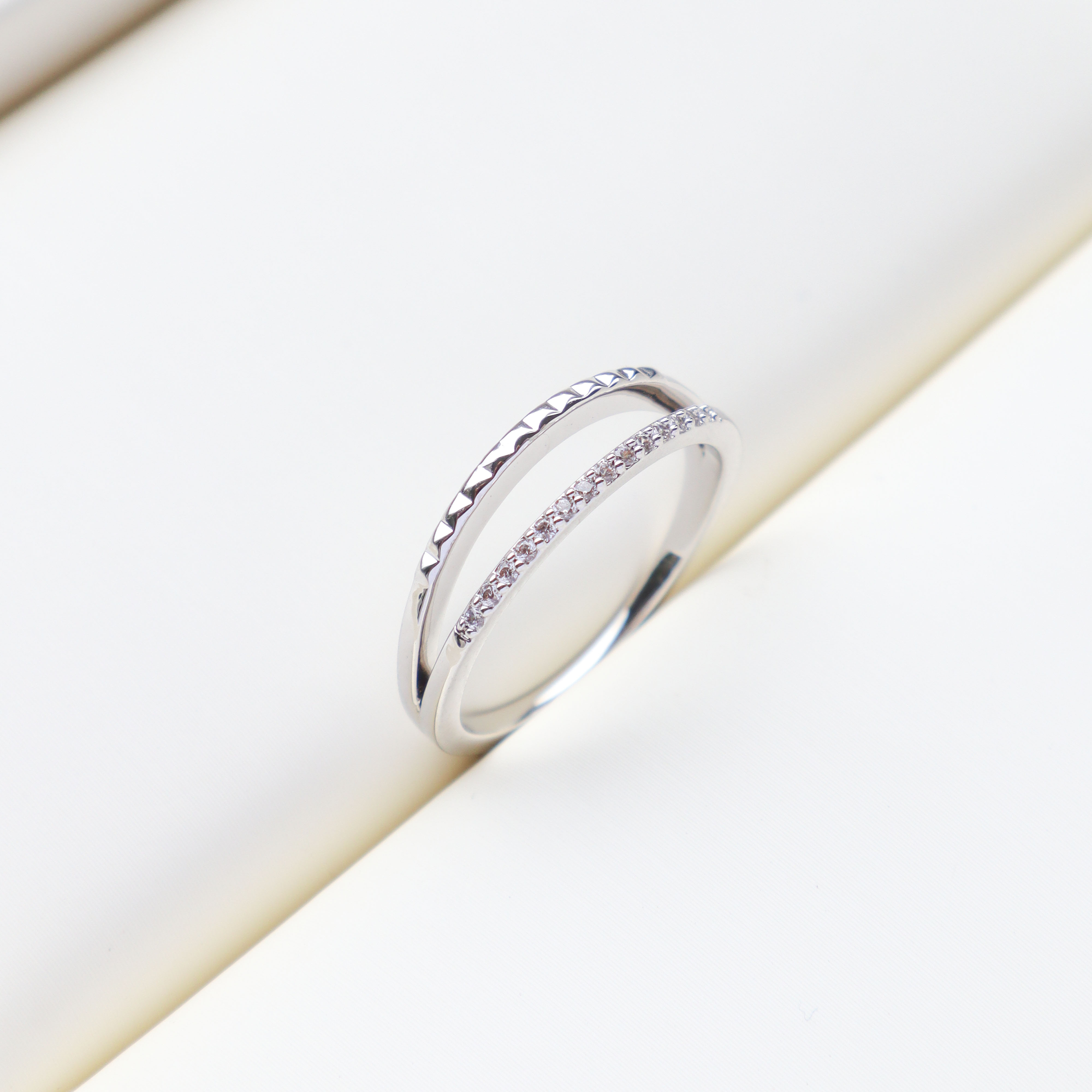 Silver/光澤雙環戒指