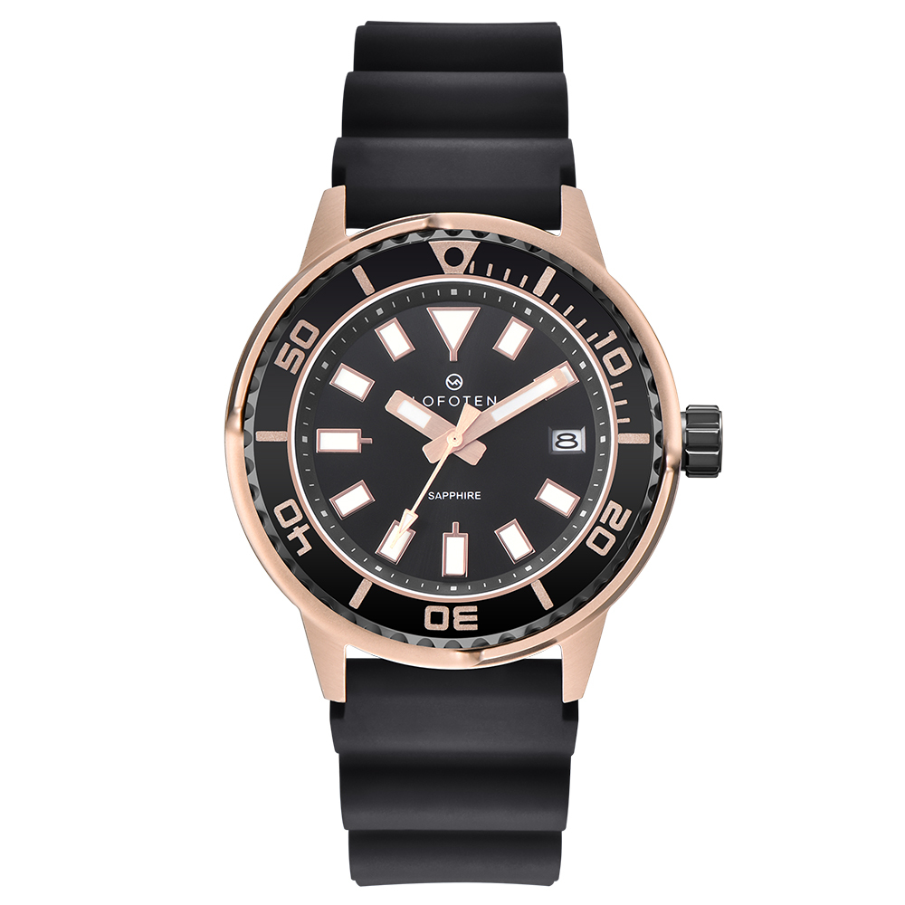 【Lofoten 羅斐頓】F-6528MT* 經典簡約石英錶｜夜光刻度・日期顯示・可旋轉錶圈・30米防水・矽膠錶帶