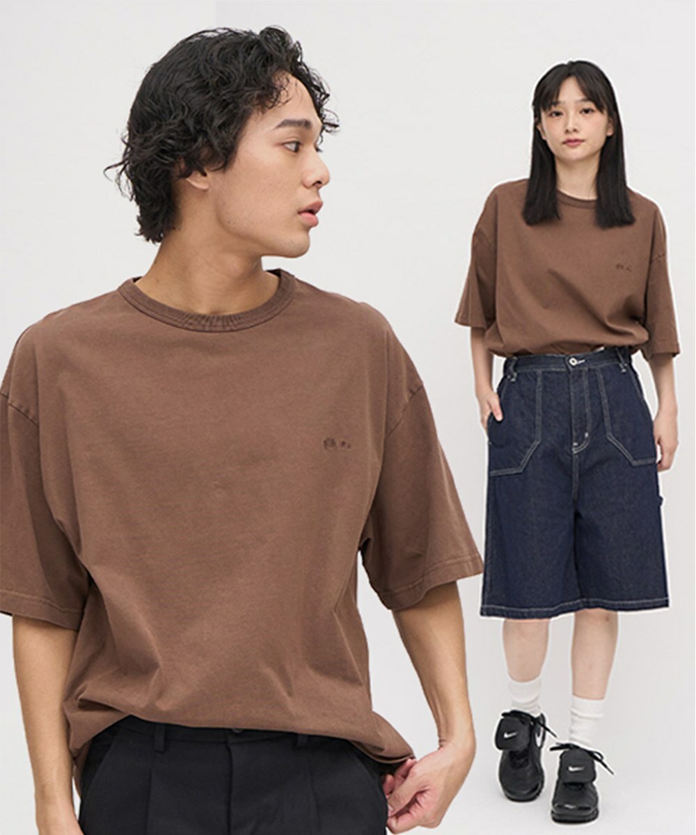 【直播】plain-me TW031325 寬版刺繡水洗短袖上衣