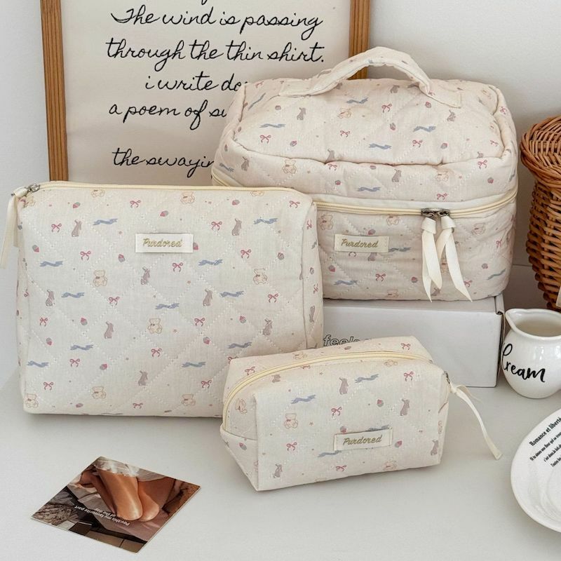 《03051》鄉村風兔兔與熊熊大小化妝包