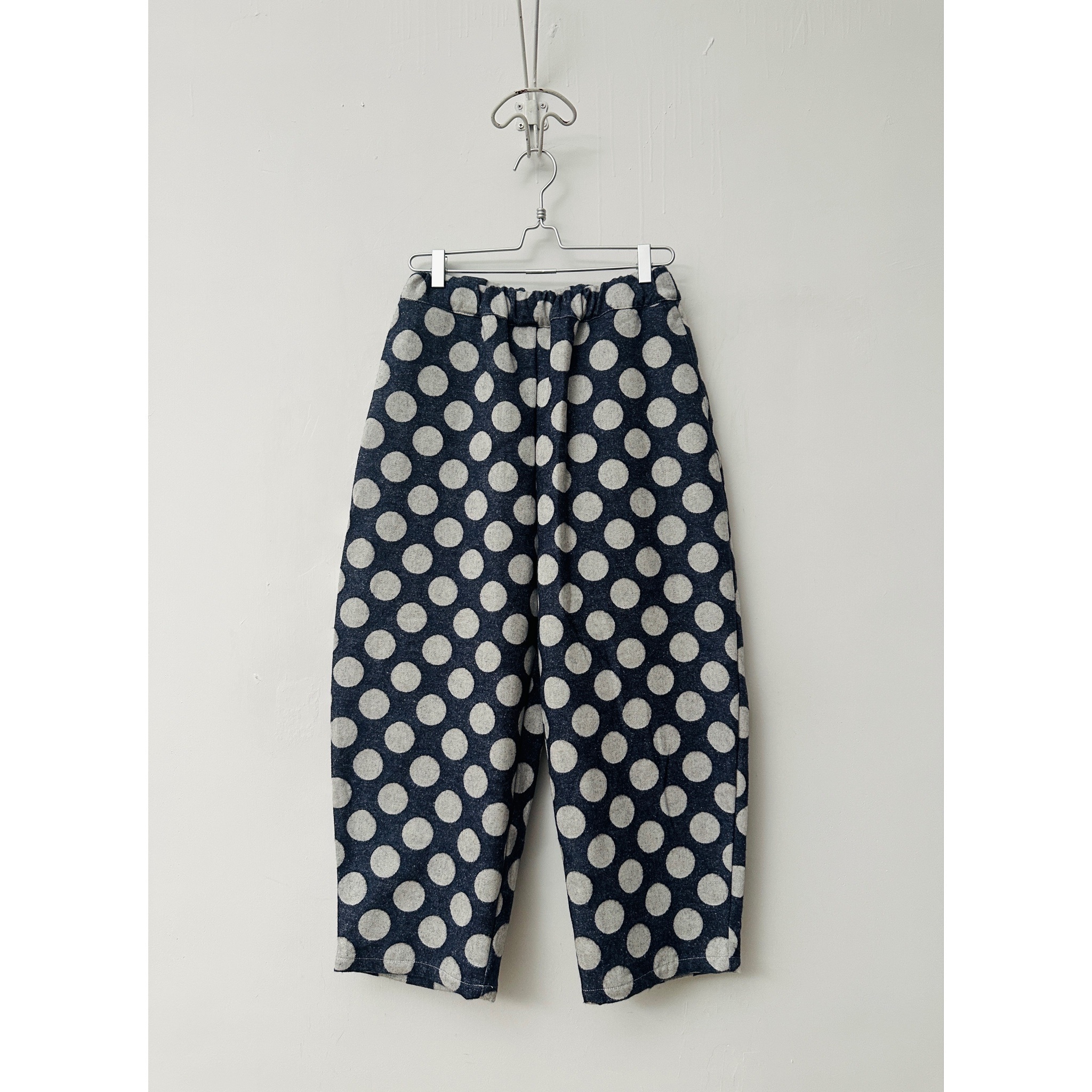 日本製NARU灰色藍色波點闊褲