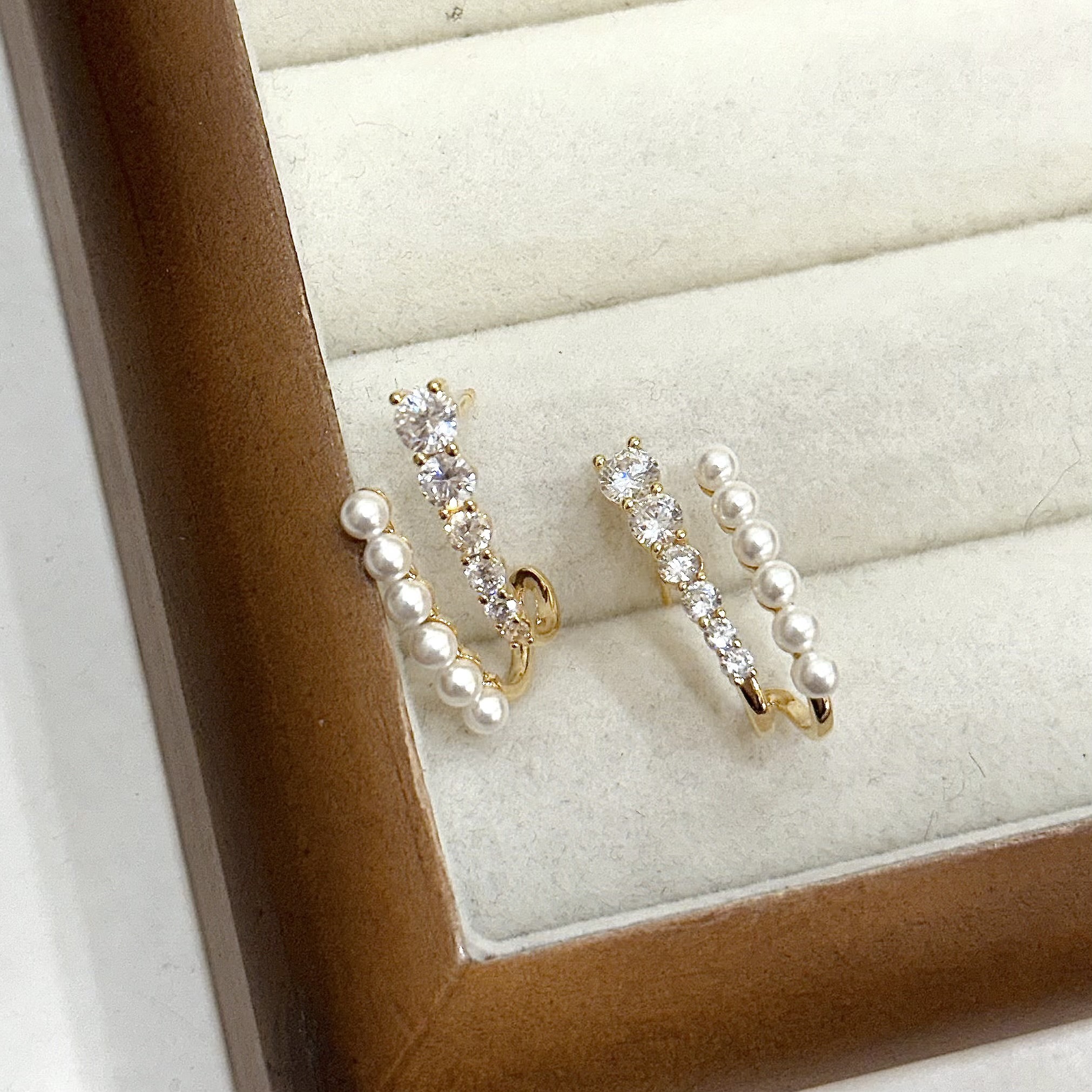 M34排鑽珍珠雙層C字圈