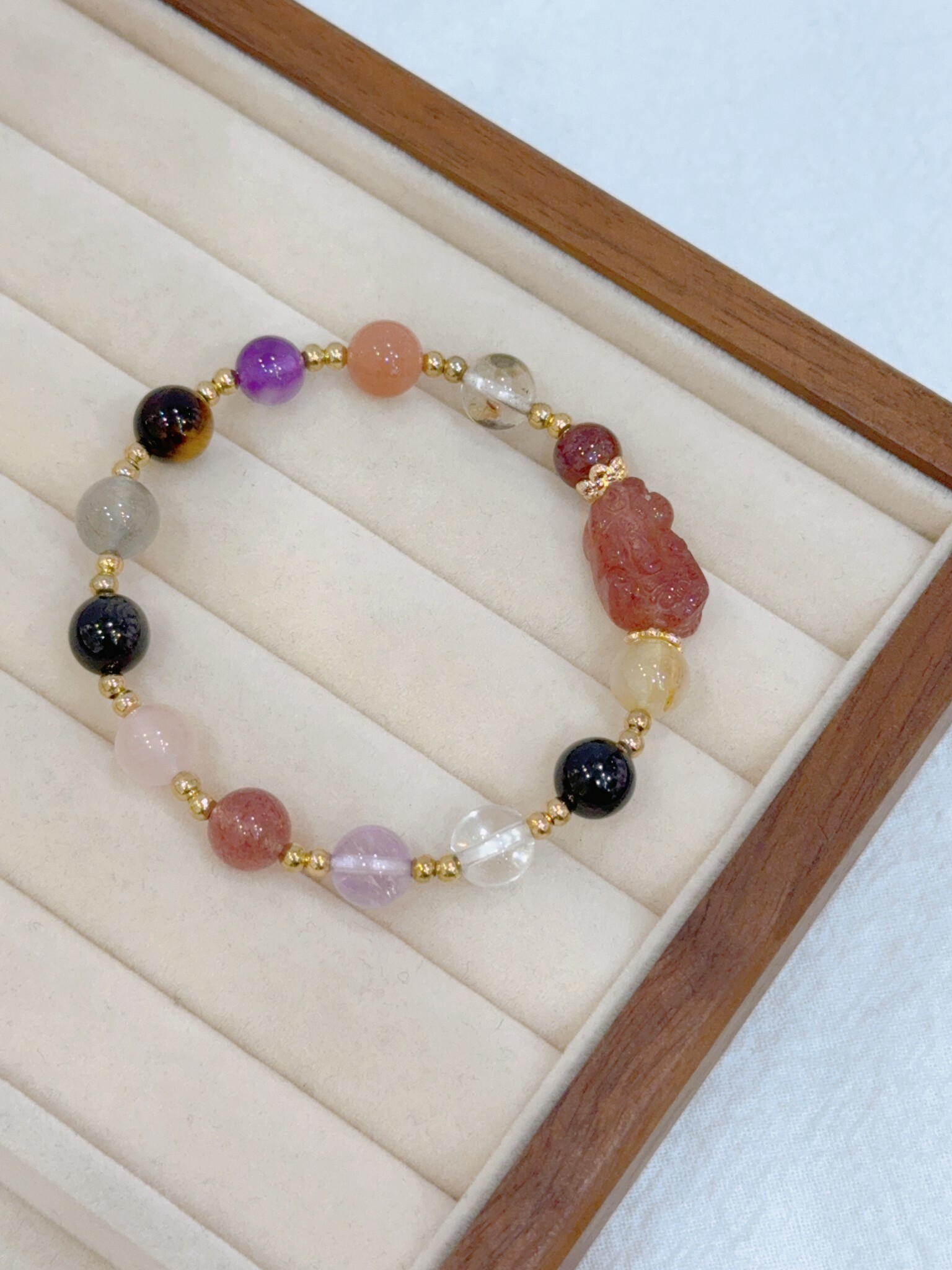 水晶之夢|草莓水晶貔貅/水晶大集合手鍊