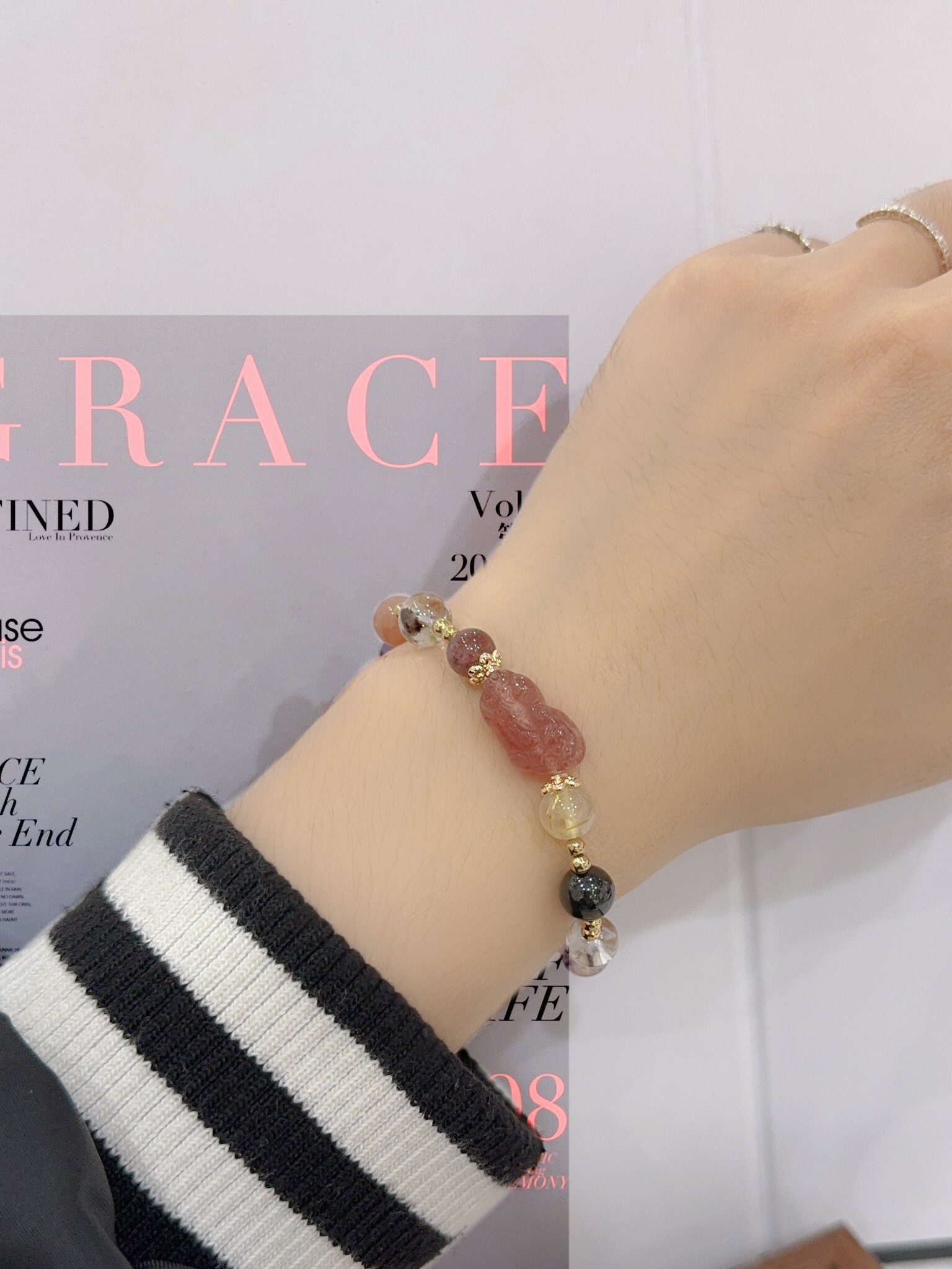 水晶之夢|草莓水晶貔貅/水晶大集合手鍊