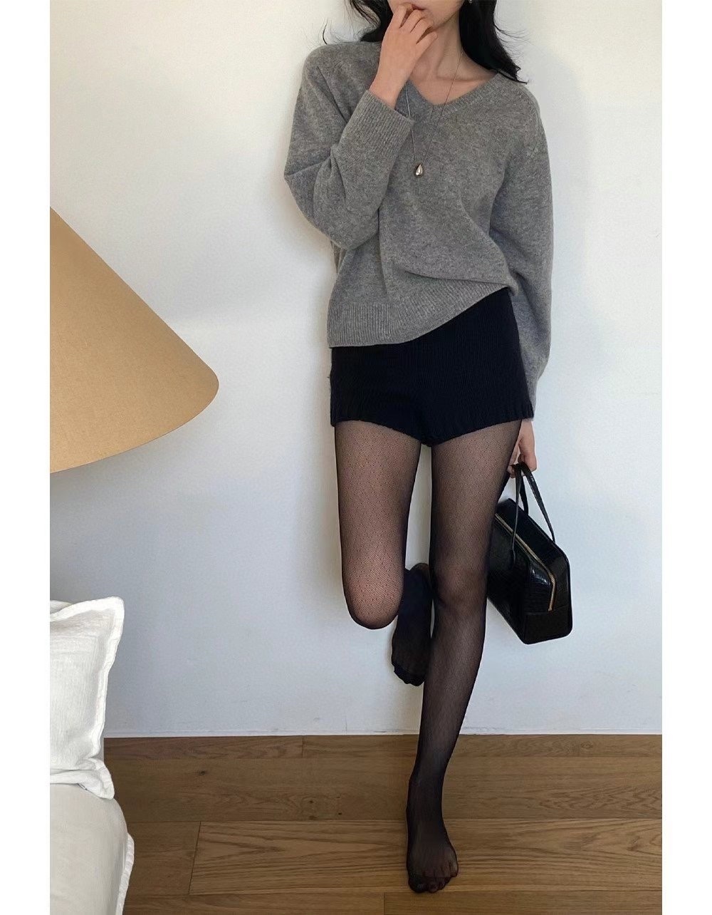 菱格紋純慾黑絲