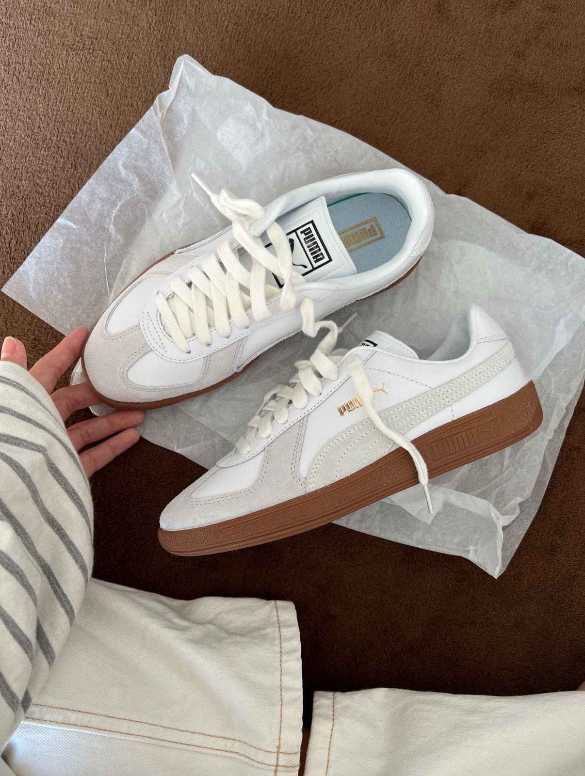 Puma Army Trainer 白灰色 白色 皮革 焦糖底 復古 德訓鞋 板鞋 386607-05/預購