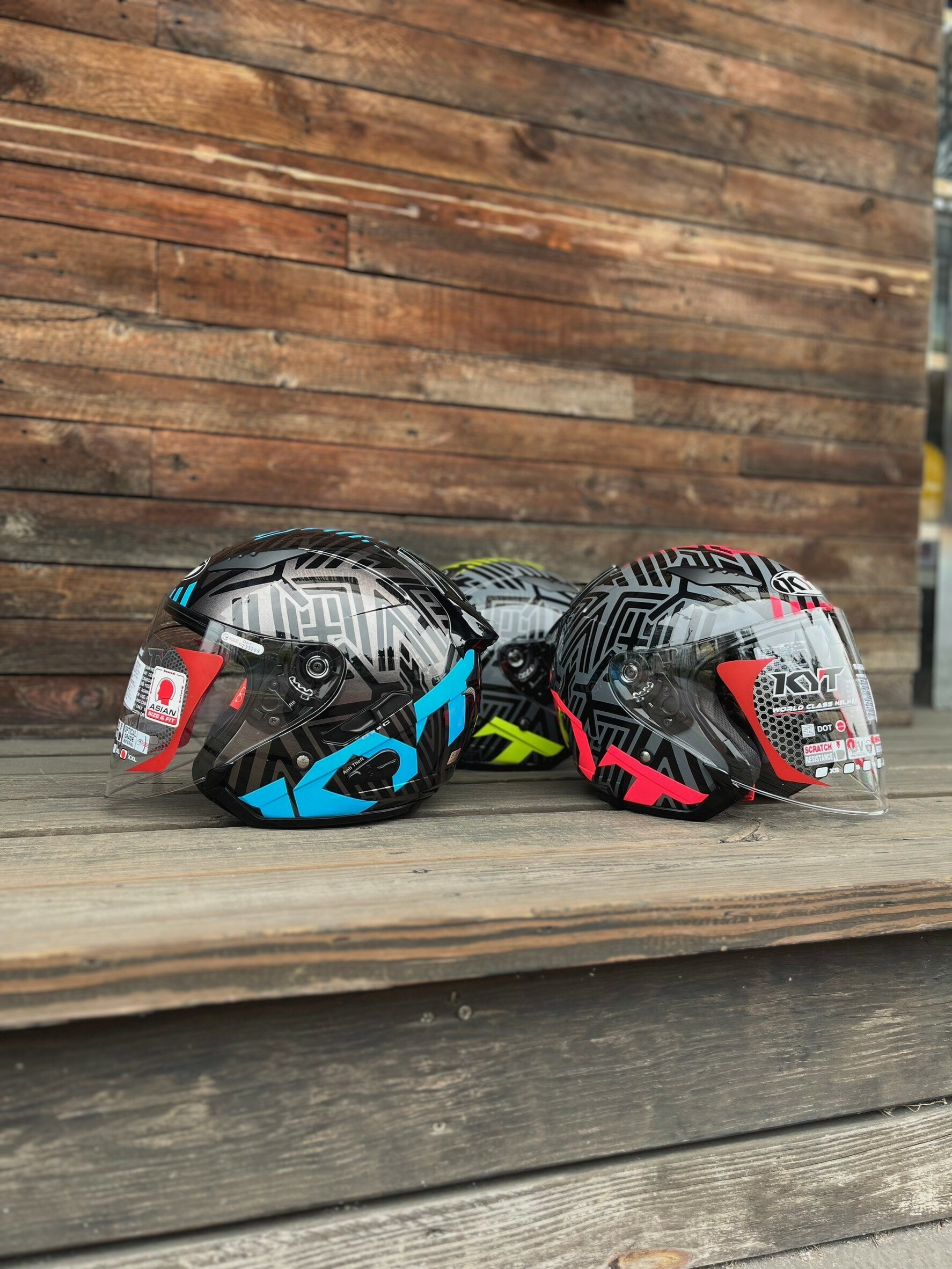 KYT DJ 彩繪 #N 藍 3/4罩 雙鏡片 安全帽 通勤 排齒扣 鴨尾