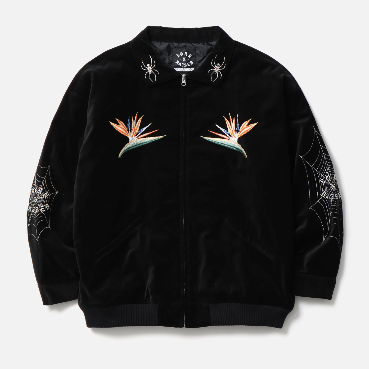 NEIGHBORHOOD X BORN & RAISED . SOUVENIR JACKET 聯名 刺繡 孔雀 天堂鳥 花鳥風月 外套 -251AQ39N-JKM01S